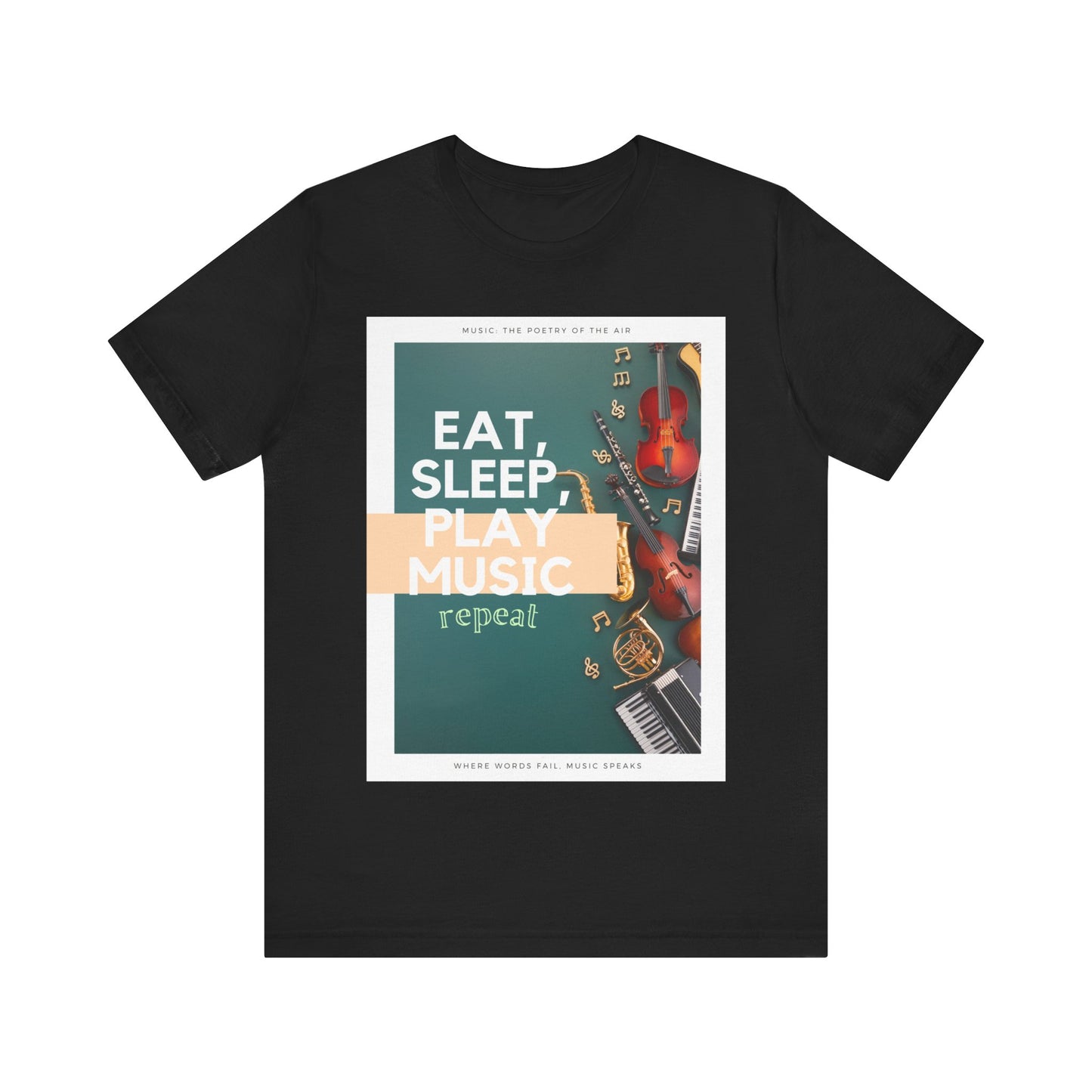 Eat, Sleep, Play Music, Repeat Unisex Jersey Short Sleeve Tee