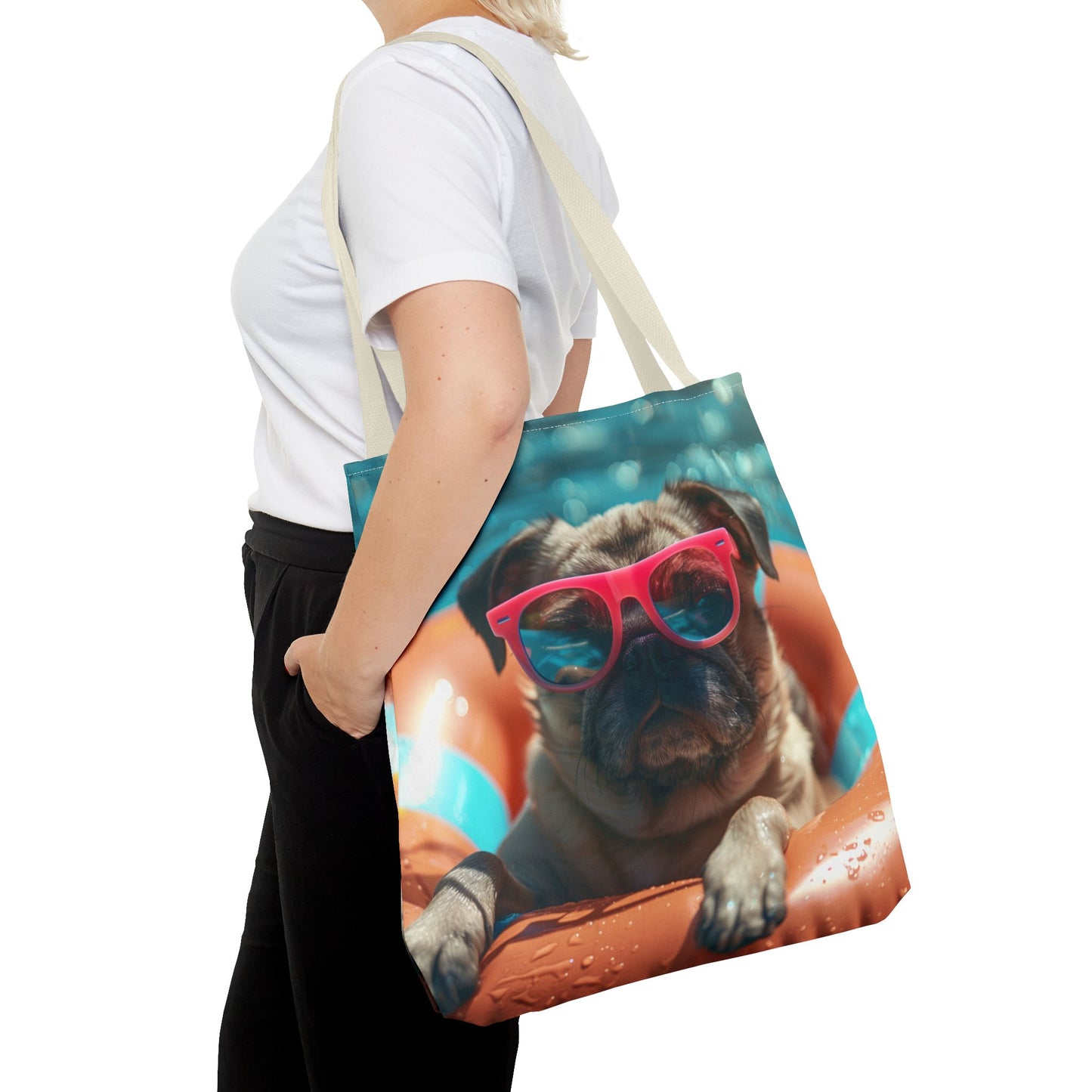Summer Pug Beach Tote Bag