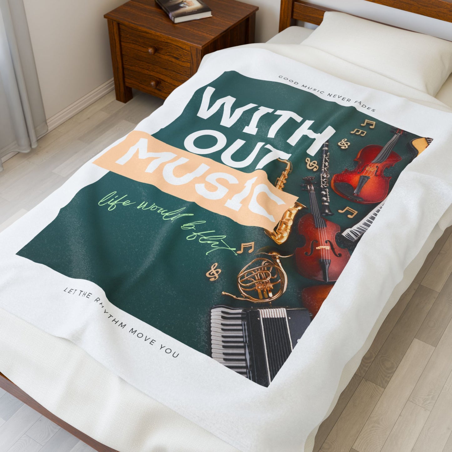 Without Music Life Would b Flat Velveteen Plush Blanket