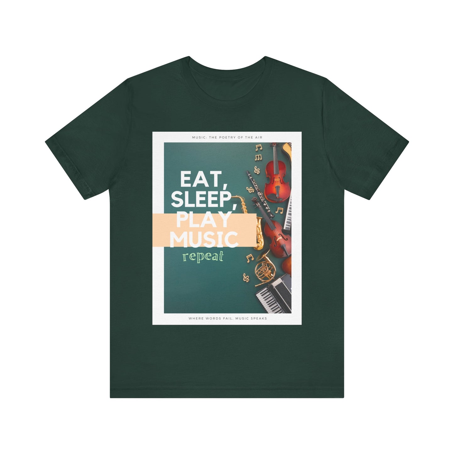 Eat, Sleep, Play Music, Repeat Unisex Jersey Short Sleeve Tee