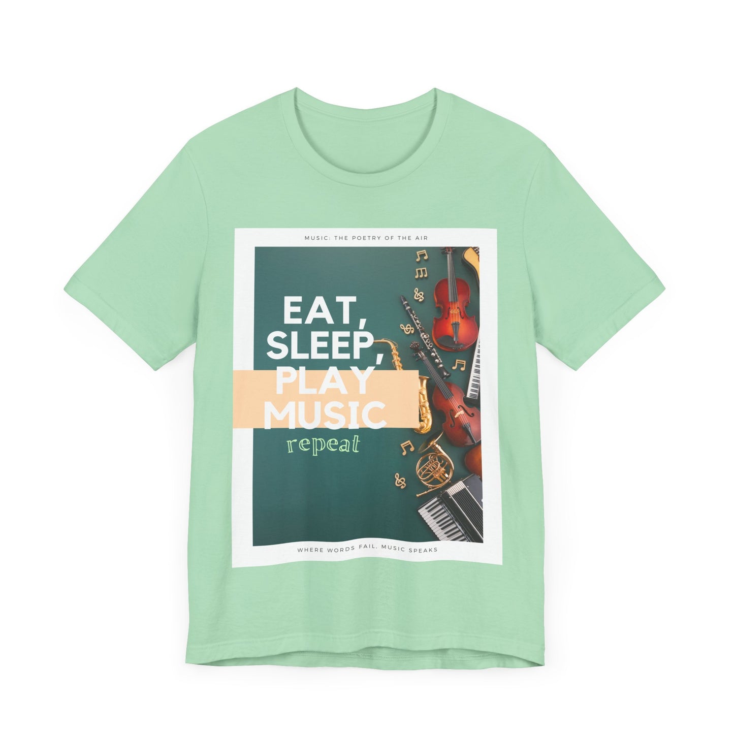 Eat, Sleep, Play Music, Repeat Unisex Jersey Short Sleeve Tee