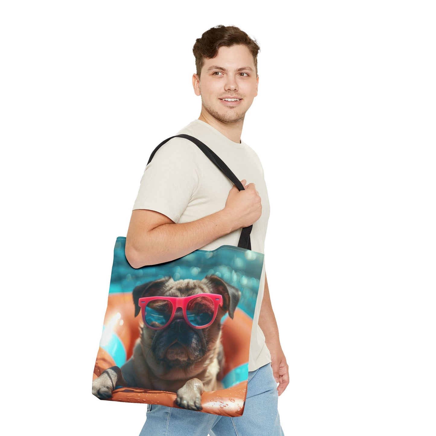 Summer Pug Beach Tote Bag