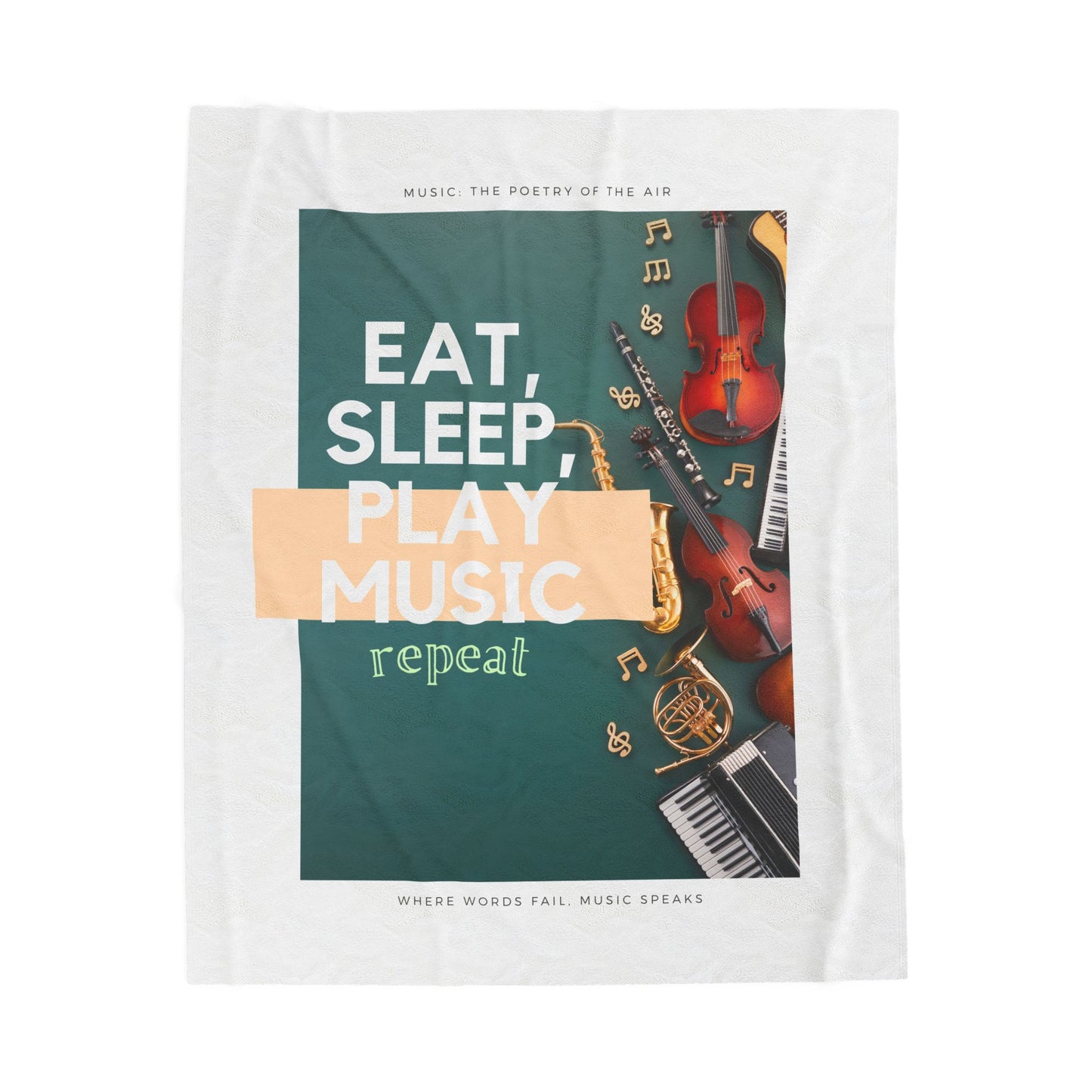 Eat, Sleep, Play Music, Repeat Velveteen Plush Blanket