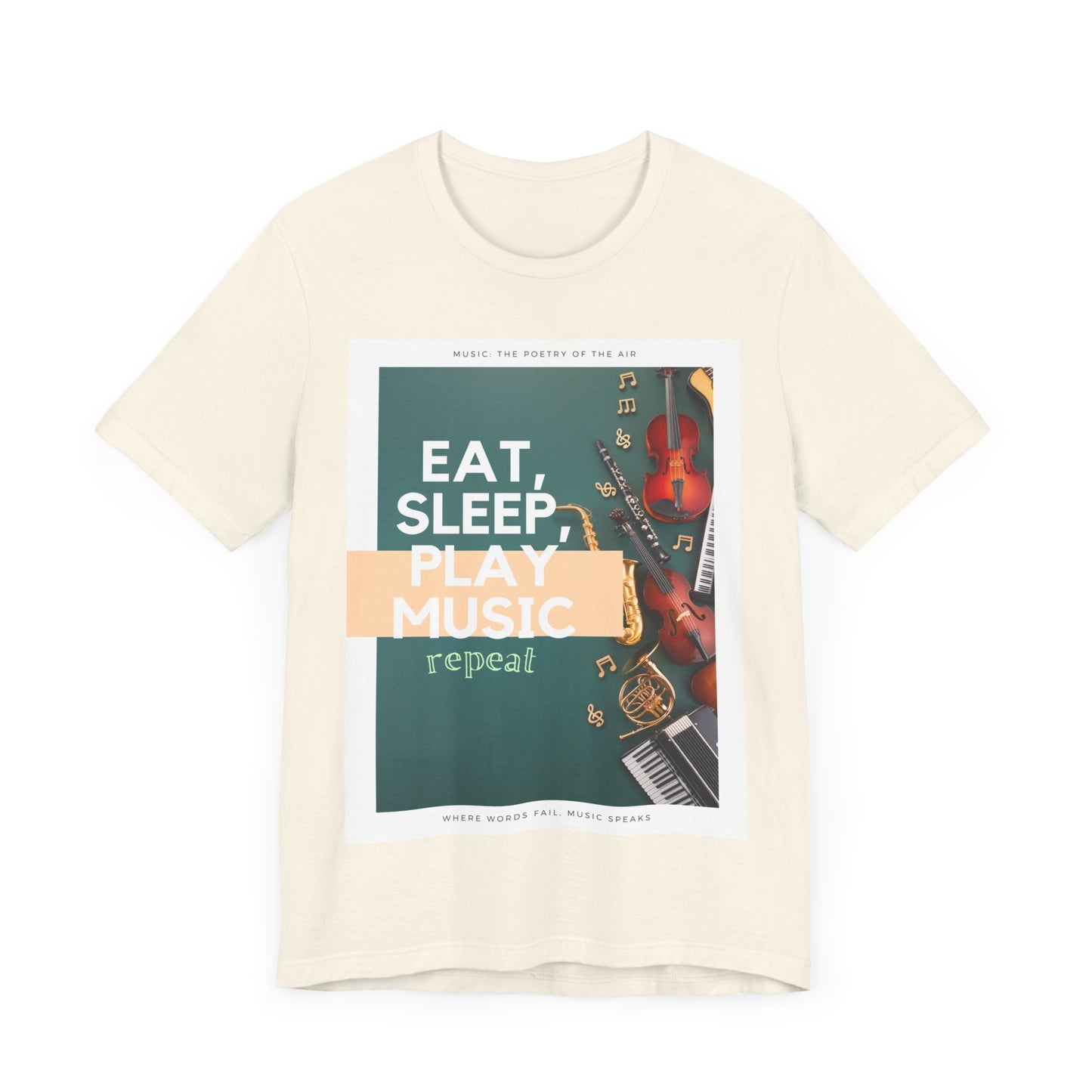 Eat, Sleep, Play Music, Repeat Unisex Jersey Short Sleeve Tee