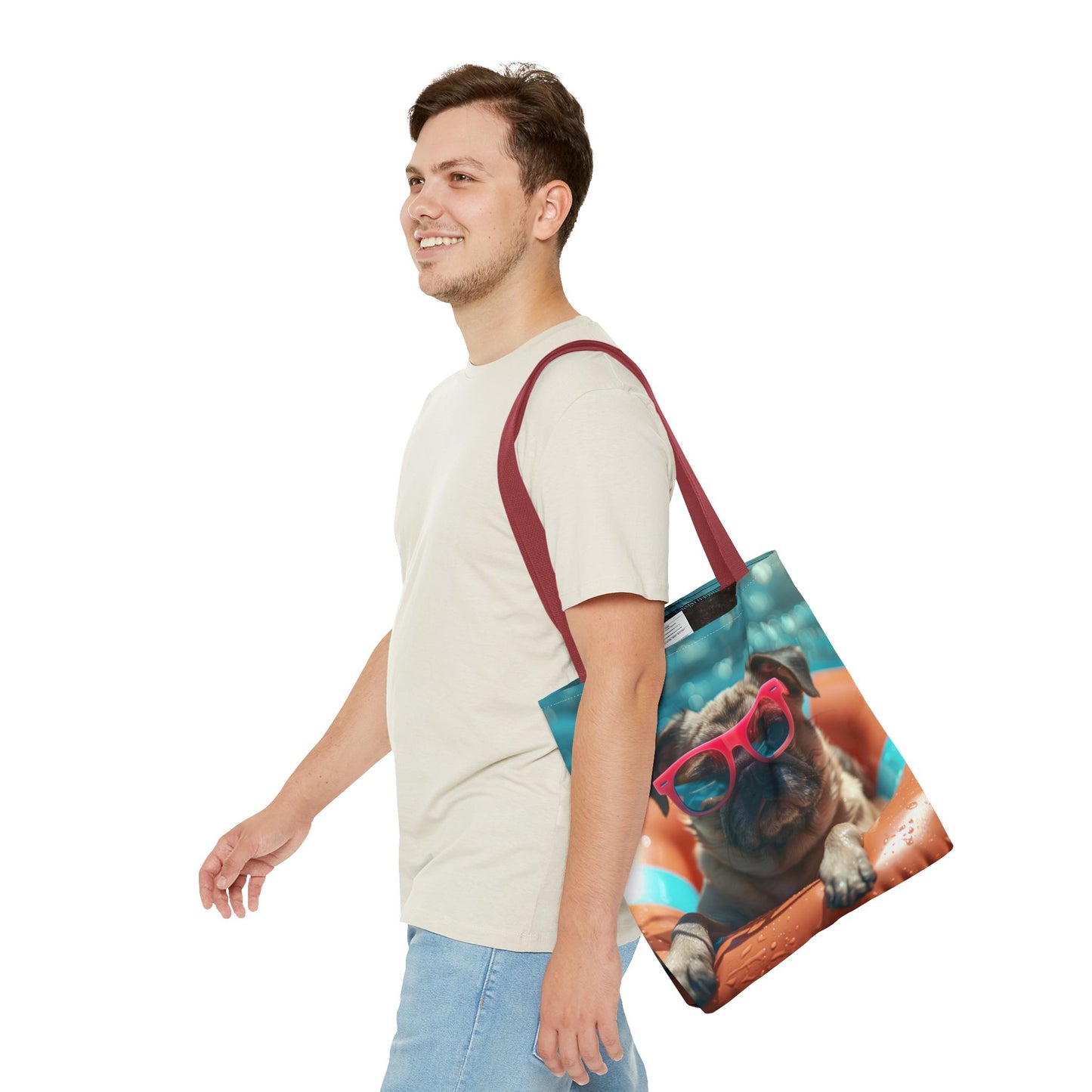 Summer Pug Beach Tote Bag
