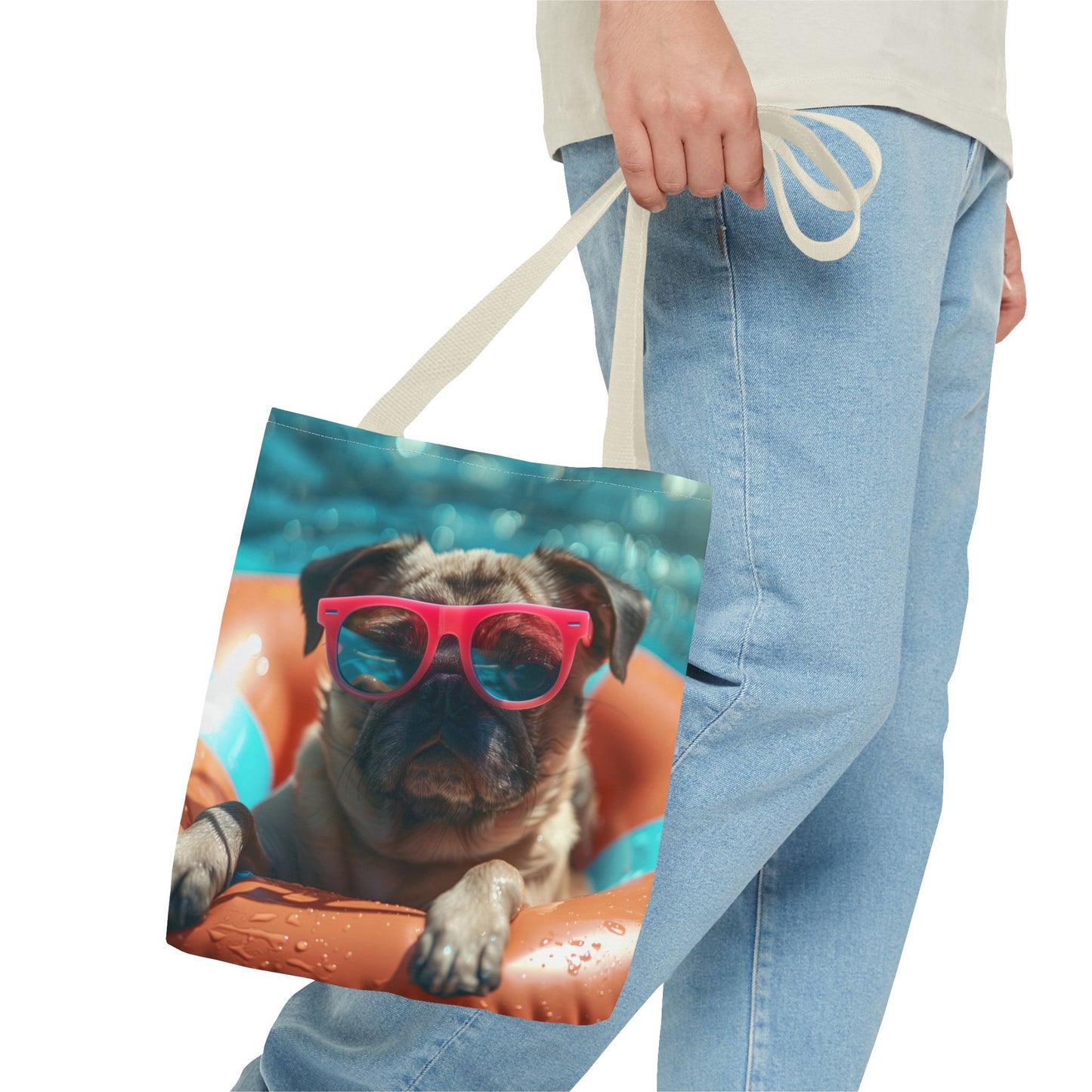 Summer Pug Beach Tote Bag