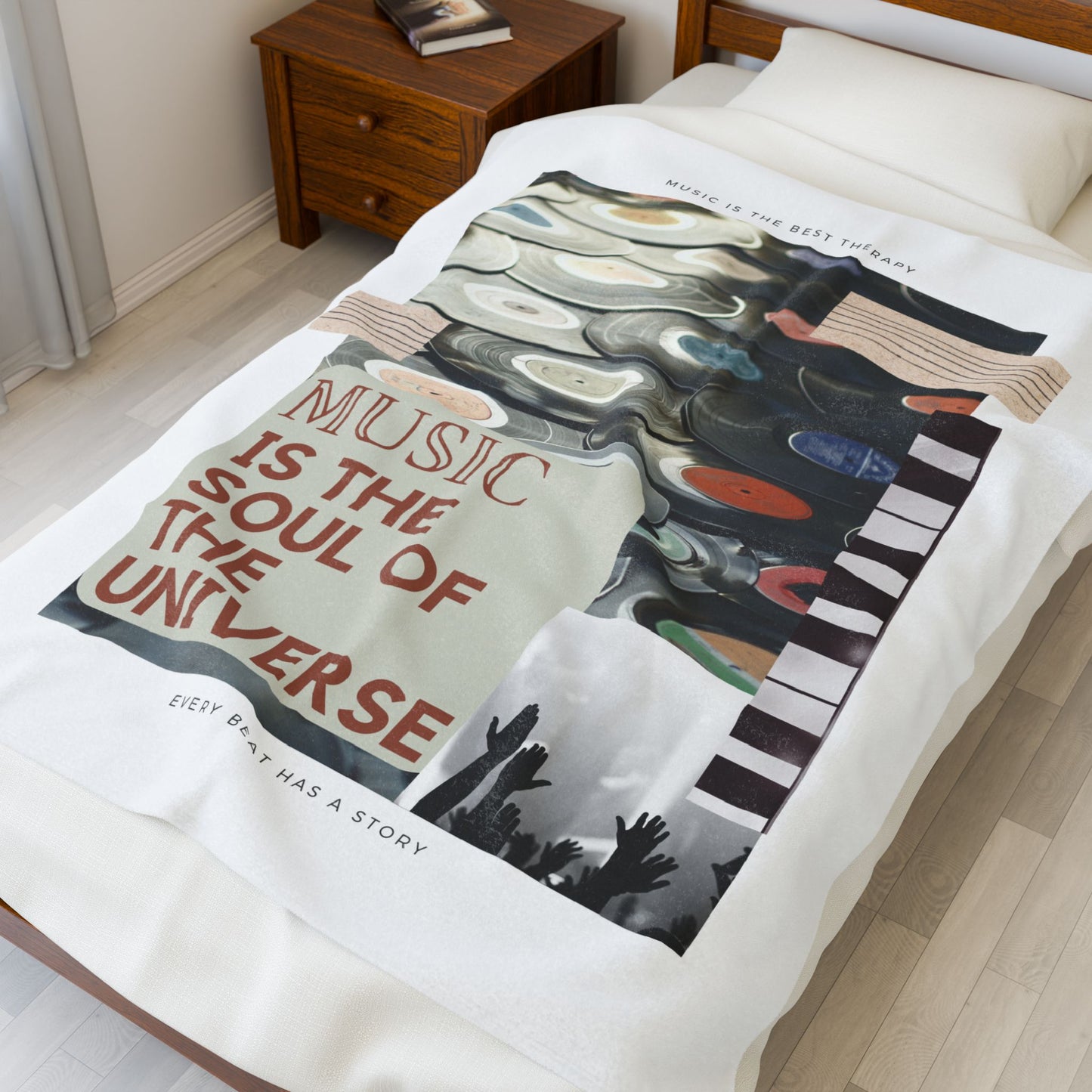 Music Is The Soul Of The Universe Velveteen Plush Blanket