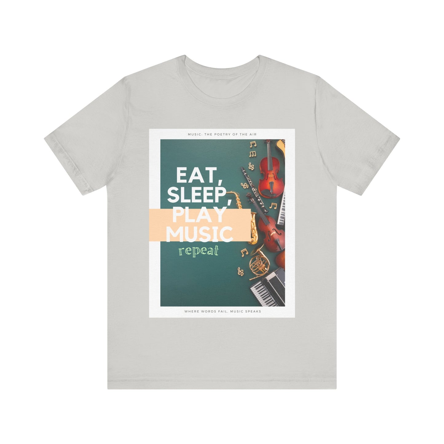 Eat, Sleep, Play Music, Repeat Unisex Jersey Short Sleeve Tee
