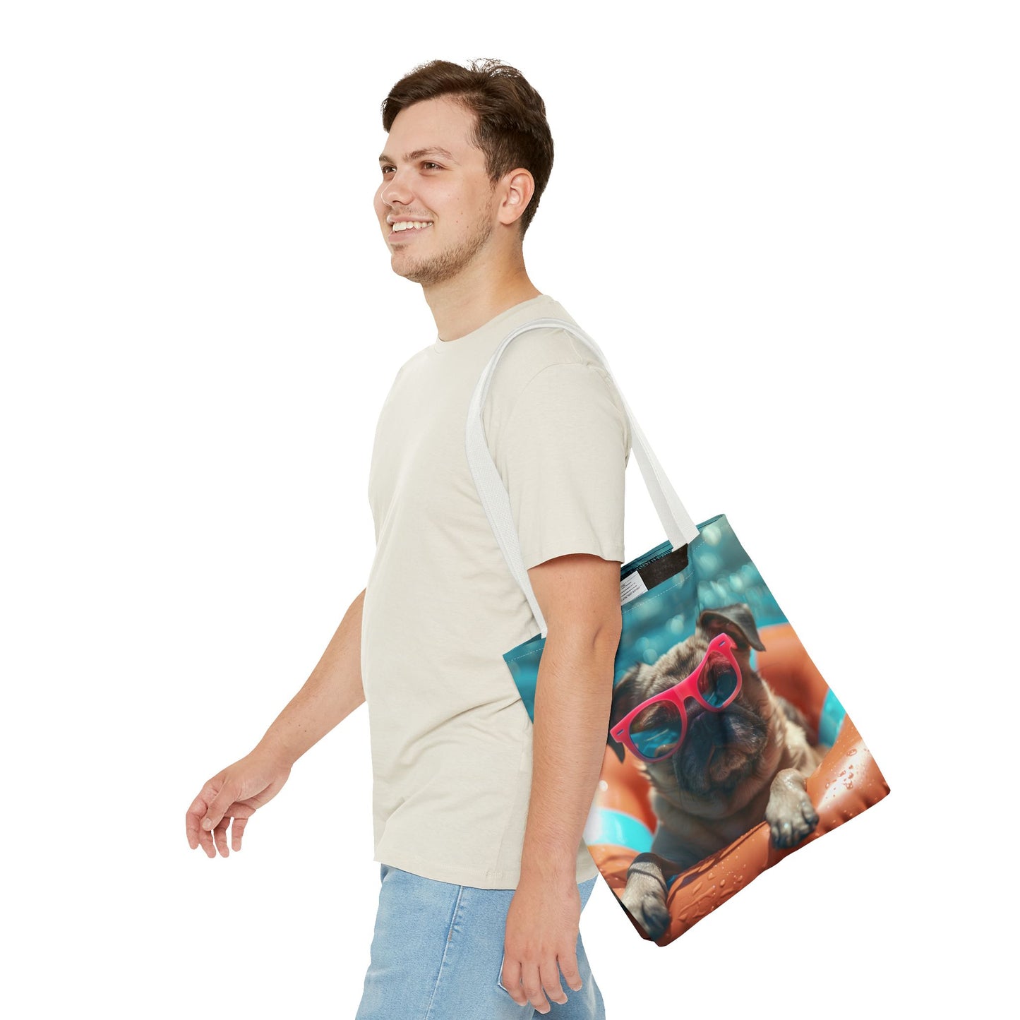 Summer Pug Beach Tote Bag