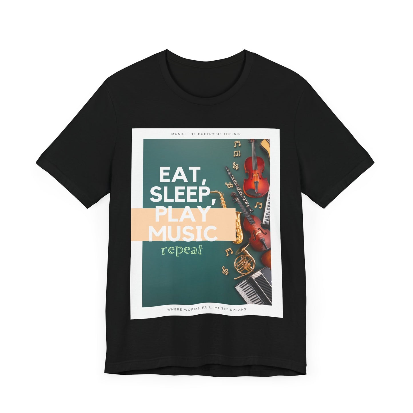 Eat, Sleep, Play Music, Repeat Unisex Jersey Short Sleeve Tee