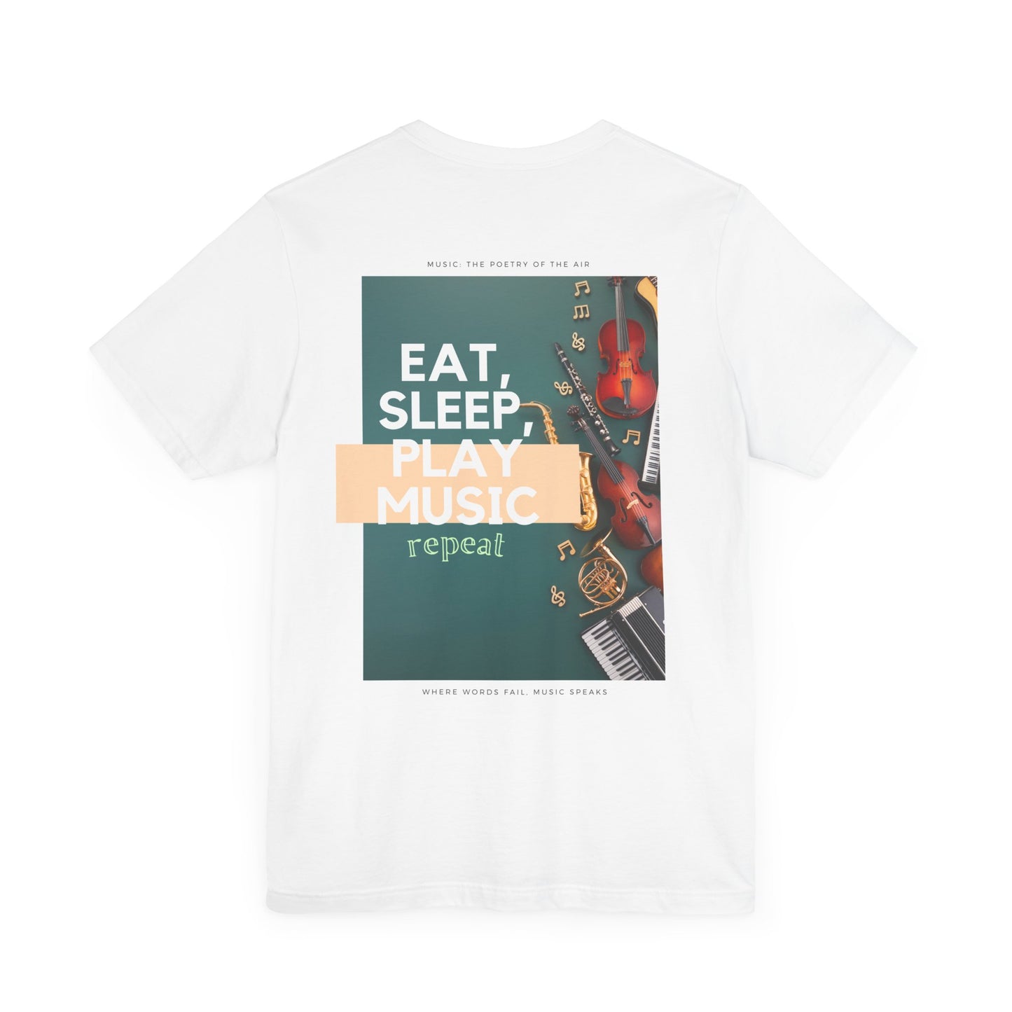 Eat, Sleep, Play Music, Repeat Unisex Jersey Short Sleeve Tee