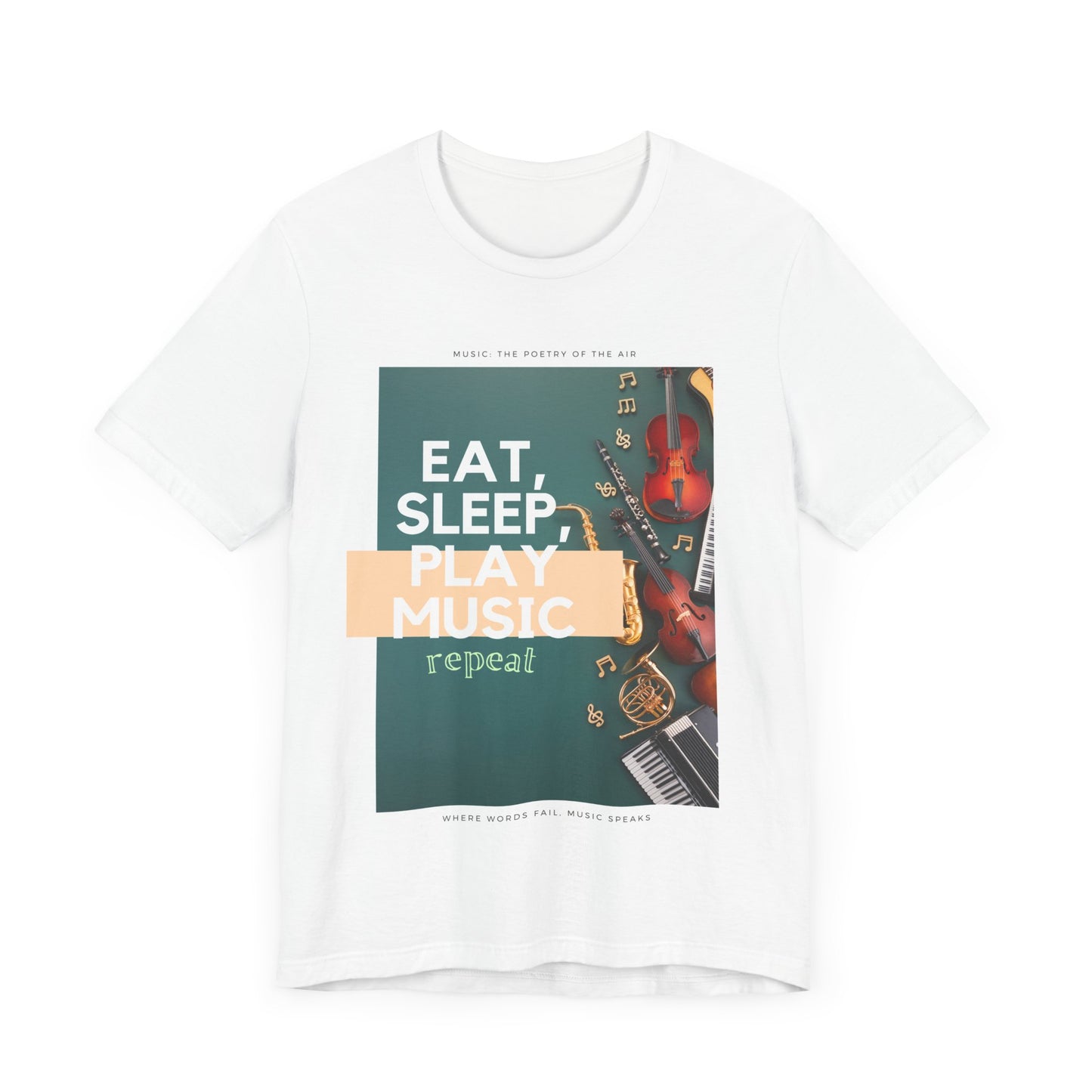 Eat, Sleep, Play Music, Repeat Unisex Jersey Short Sleeve Tee
