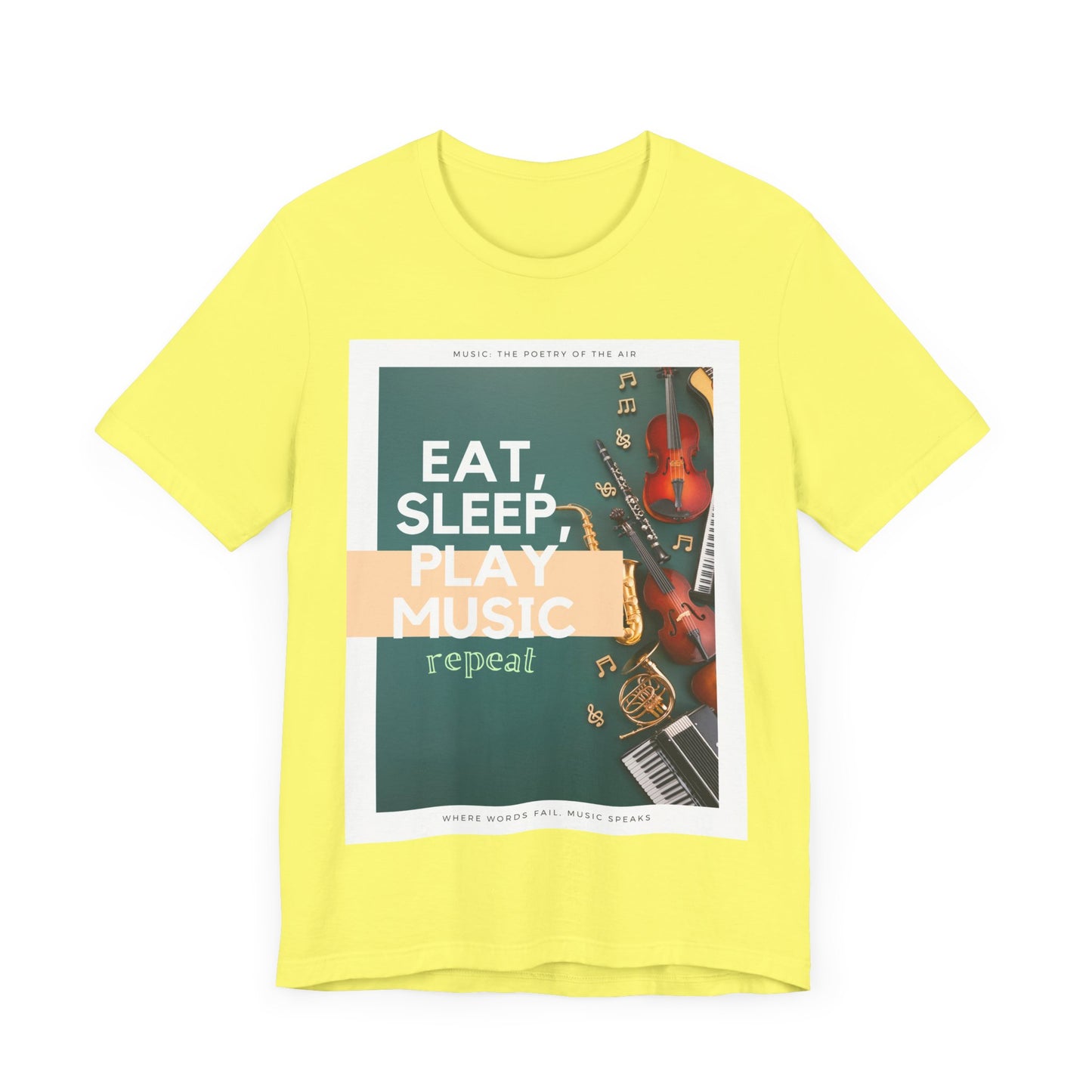 Eat, Sleep, Play Music, Repeat Unisex Jersey Short Sleeve Tee