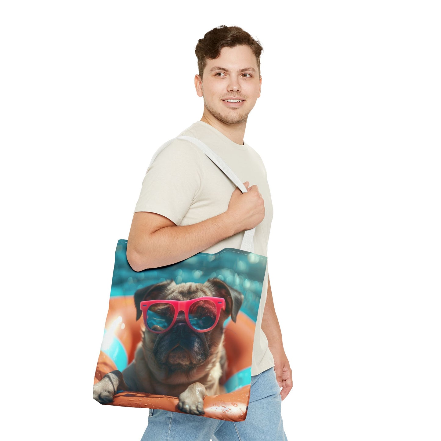 Summer Pug Beach Tote Bag