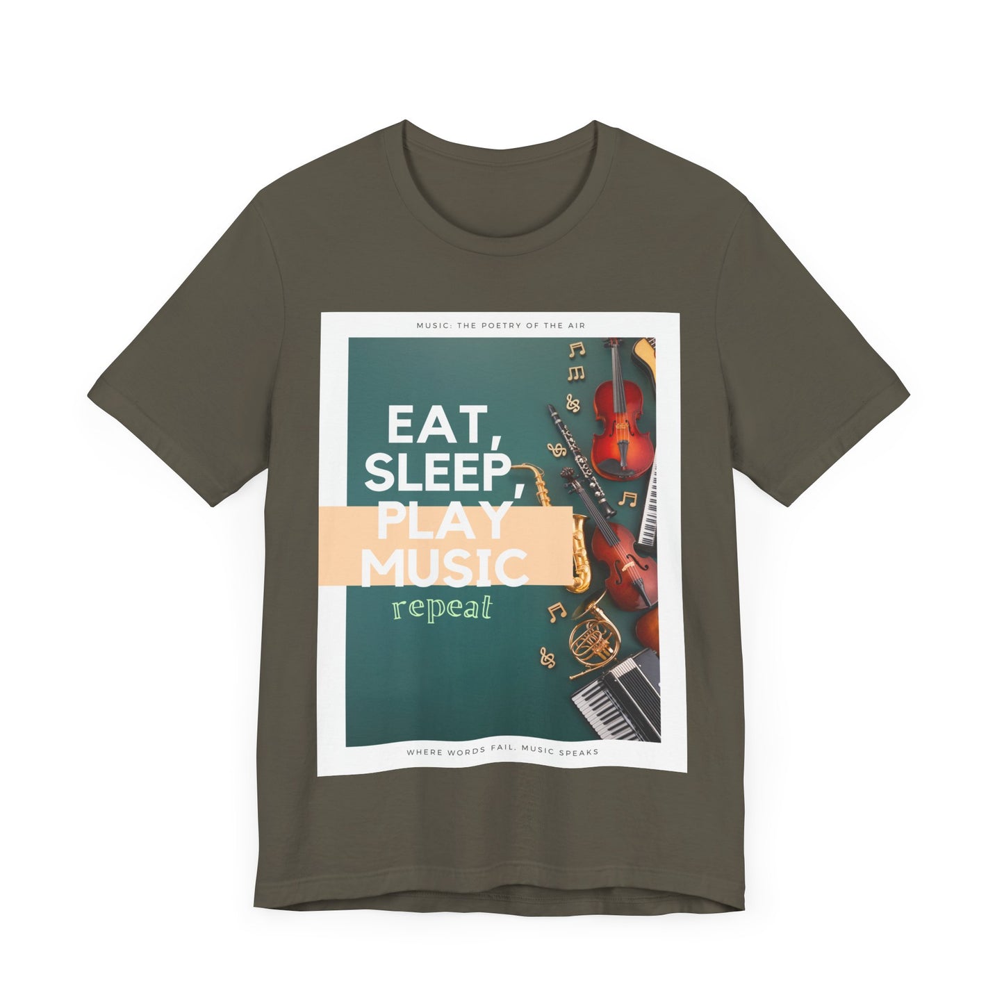 Eat, Sleep, Play Music, Repeat Unisex Jersey Short Sleeve Tee
