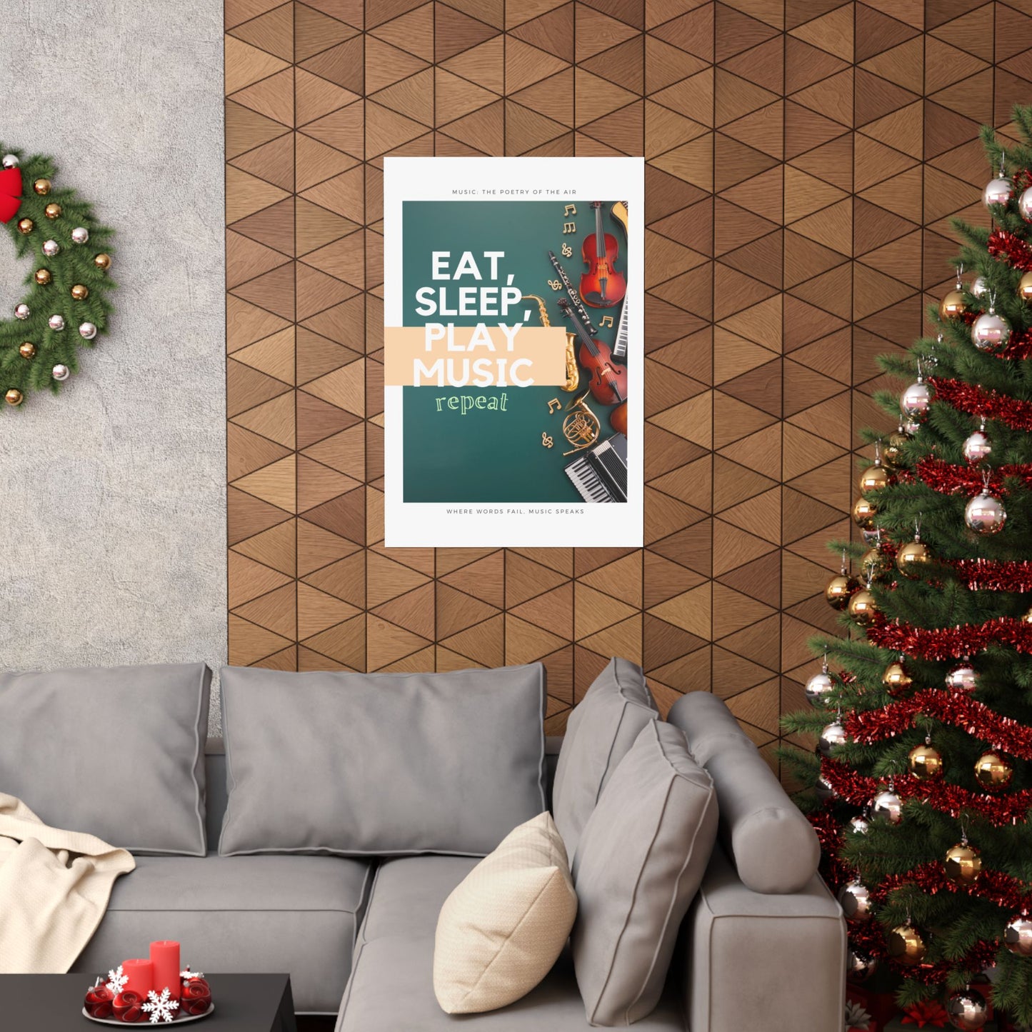 Eat, Sleep, Play Music, Repeat Matte Vertical Posters