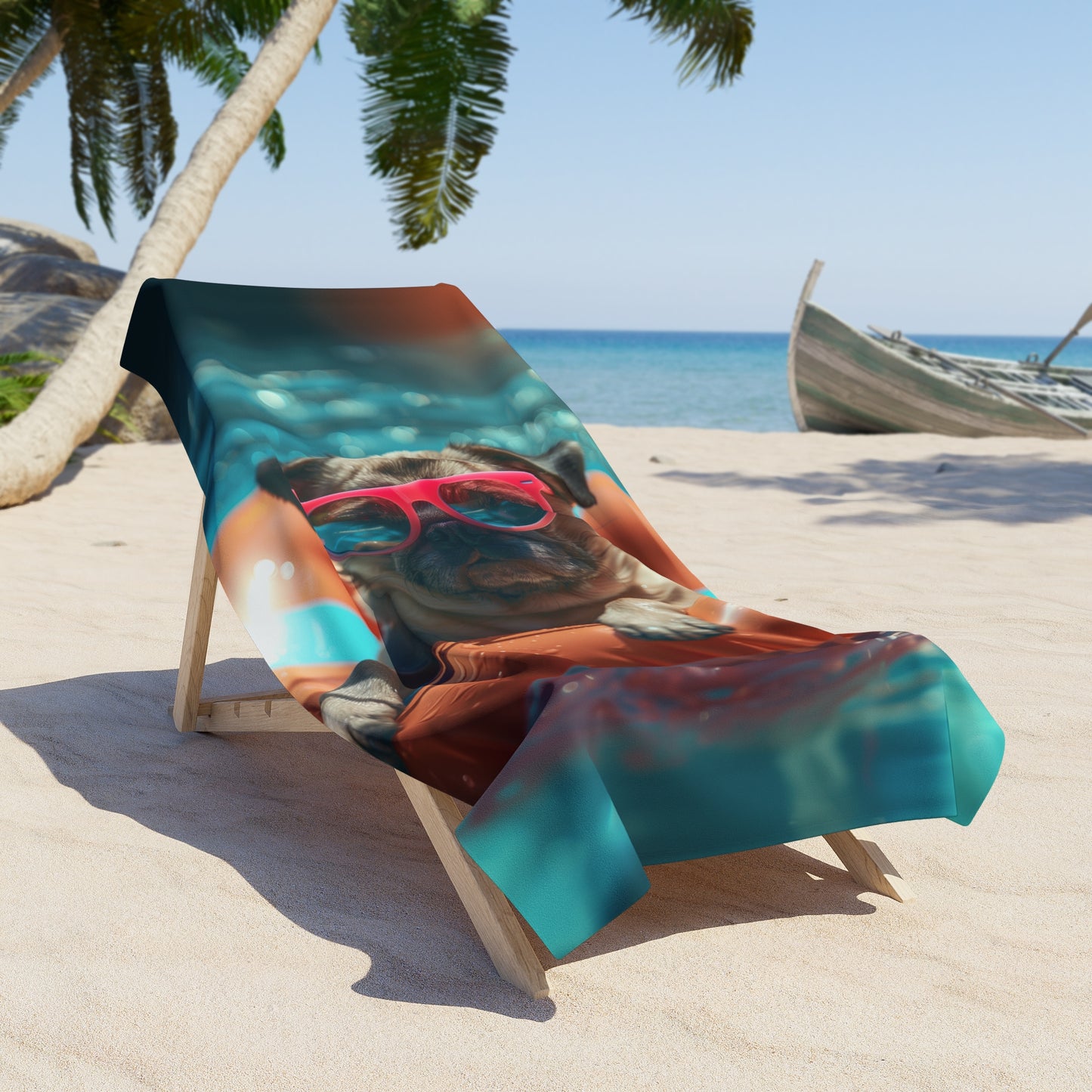 Pug Summer Beach Towel