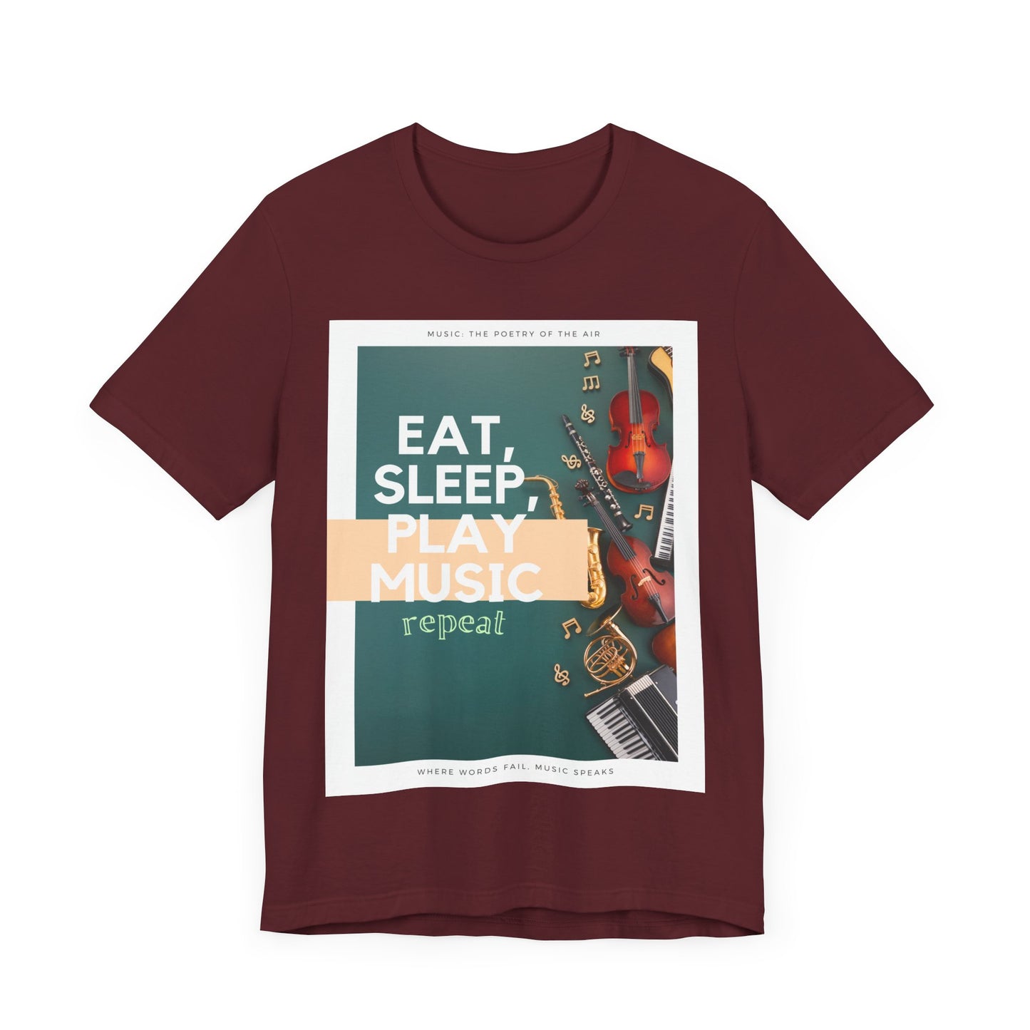 Eat, Sleep, Play Music, Repeat Unisex Jersey Short Sleeve Tee