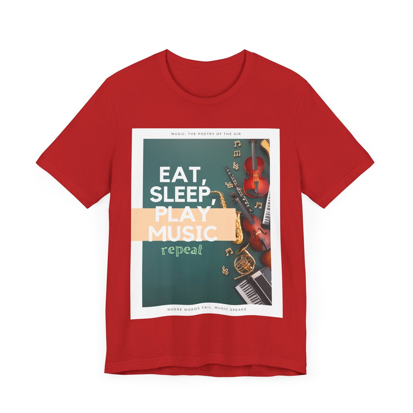 Eat, Sleep, Play Music, Repeat Unisex Jersey Short Sleeve Tee