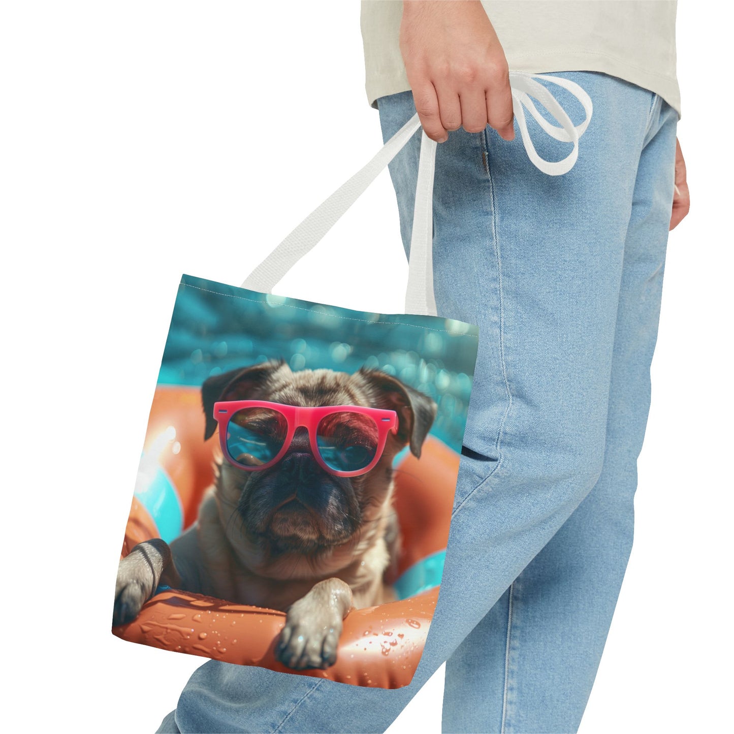 Summer Pug Beach Tote Bag