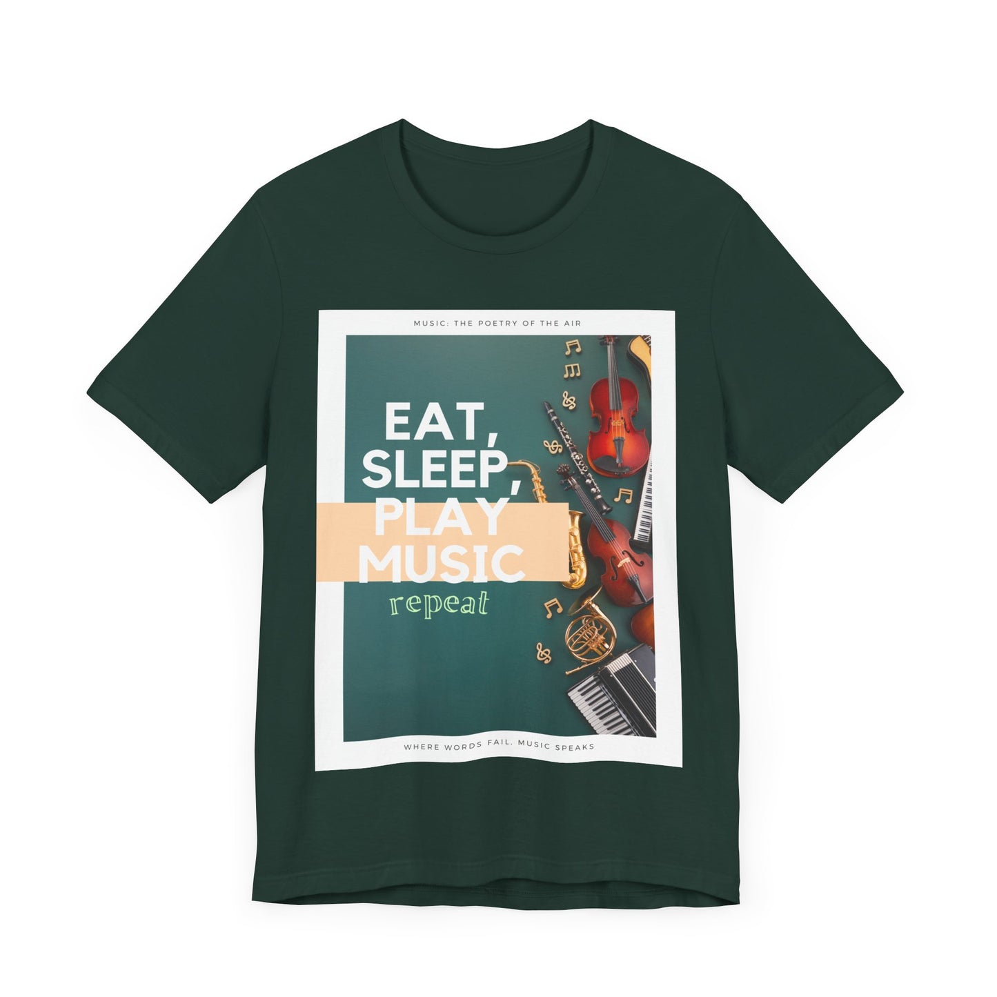 Eat, Sleep, Play Music, Repeat Unisex Jersey Short Sleeve Tee