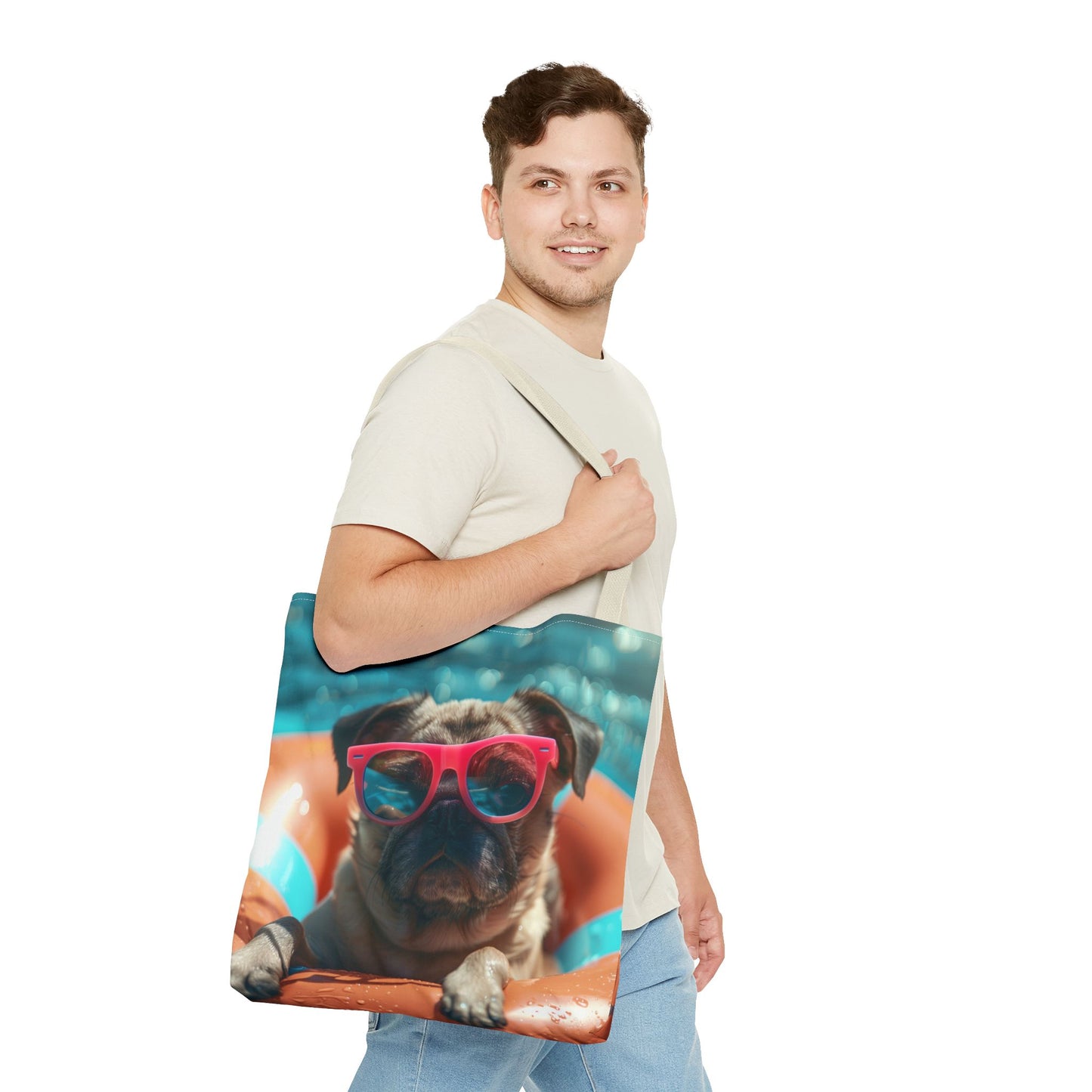 Summer Pug Beach Tote Bag