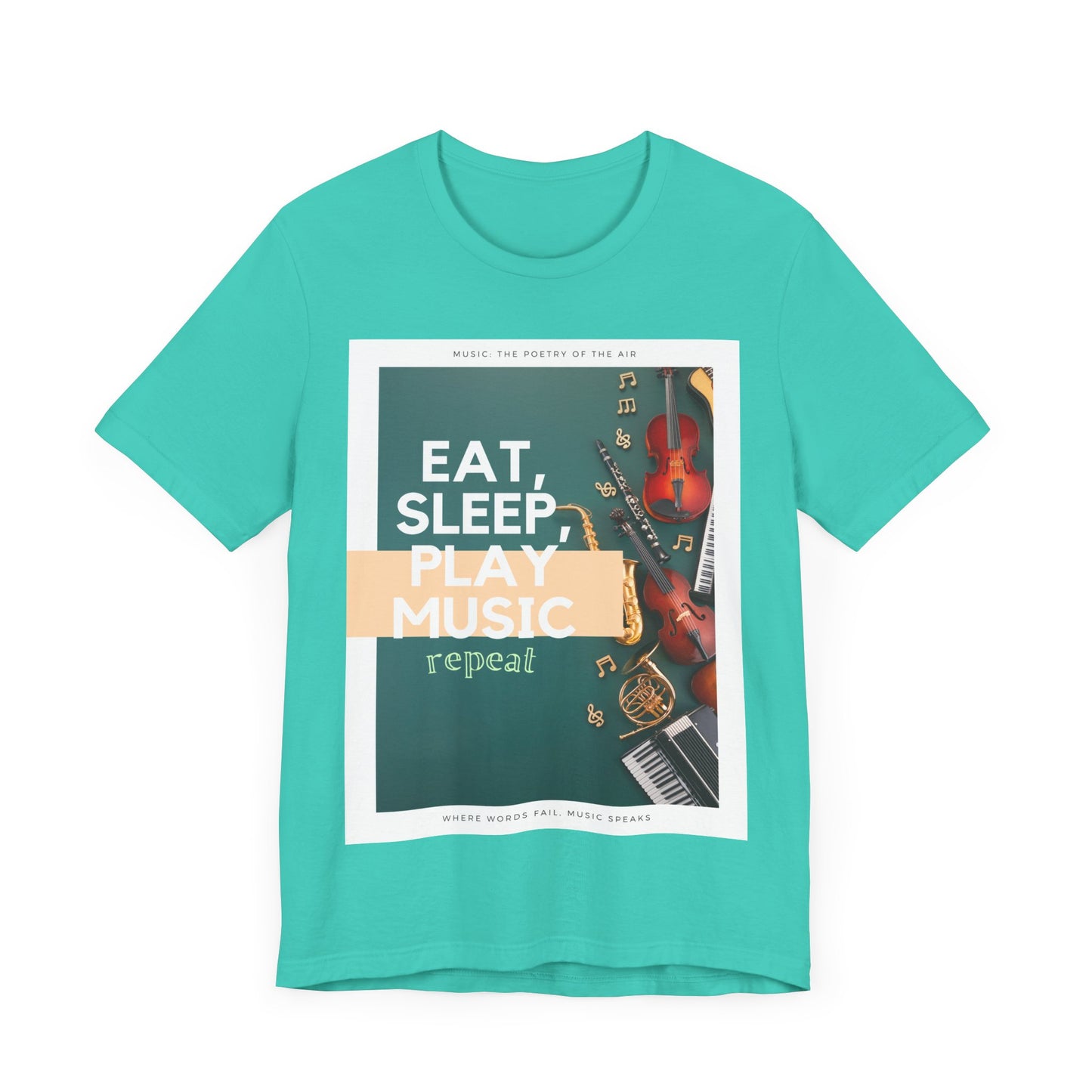 Eat, Sleep, Play Music, Repeat Unisex Jersey Short Sleeve Tee