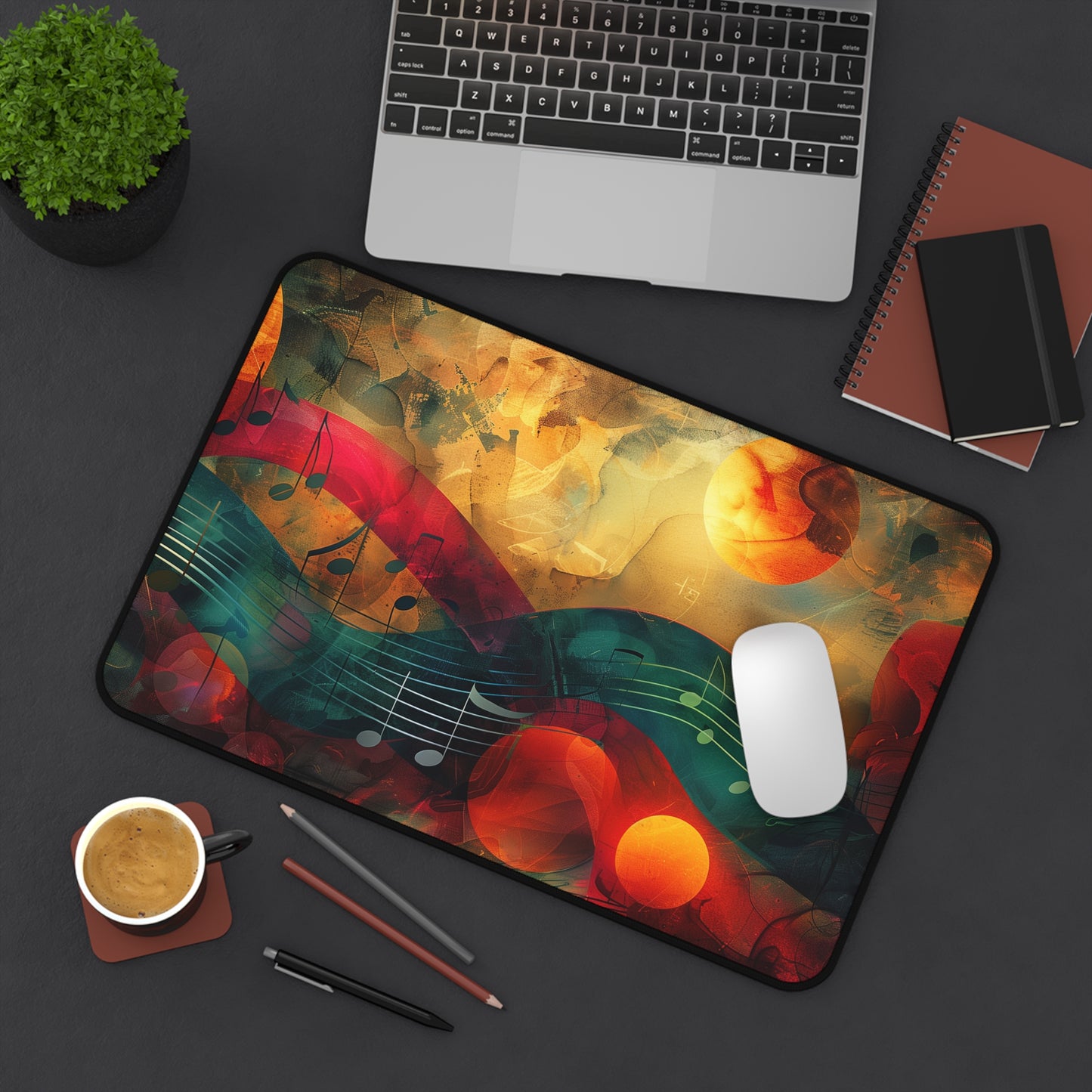 Colorful Music Notes Desk Mat Mouse Pad