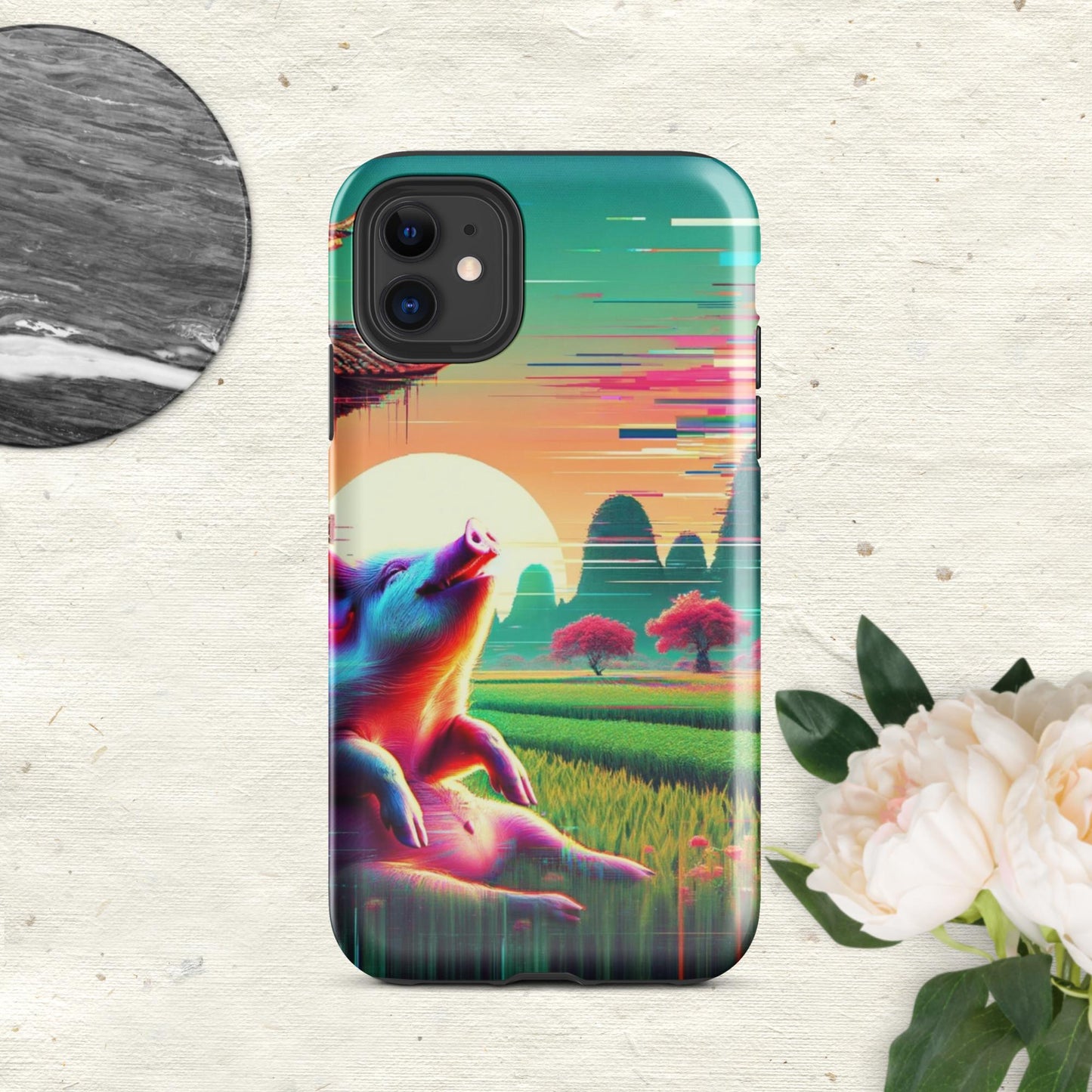 The Hologram Hook Up Glossy / iPhone 11 Pig Glitch Tough Case for iPhone®