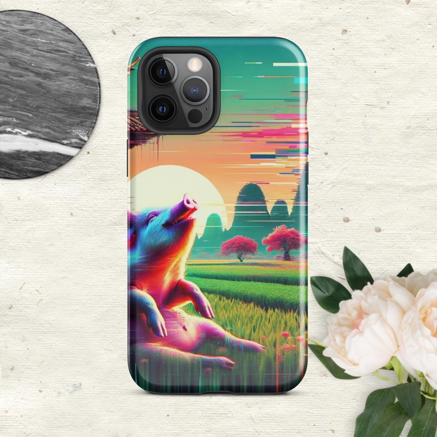 The Hologram Hook Up Glossy / iPhone 12 Pro Max Pig Glitch Tough Case for iPhone®