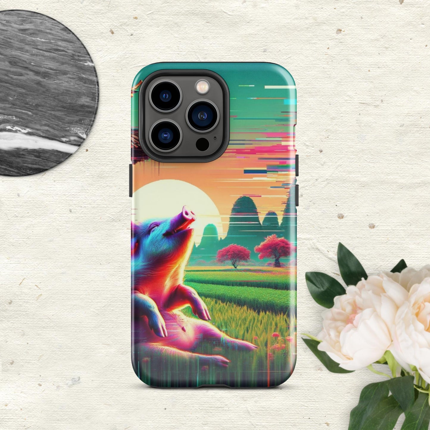 The Hologram Hook Up Glossy / iPhone 13 Pro Pig Glitch Tough Case for iPhone®