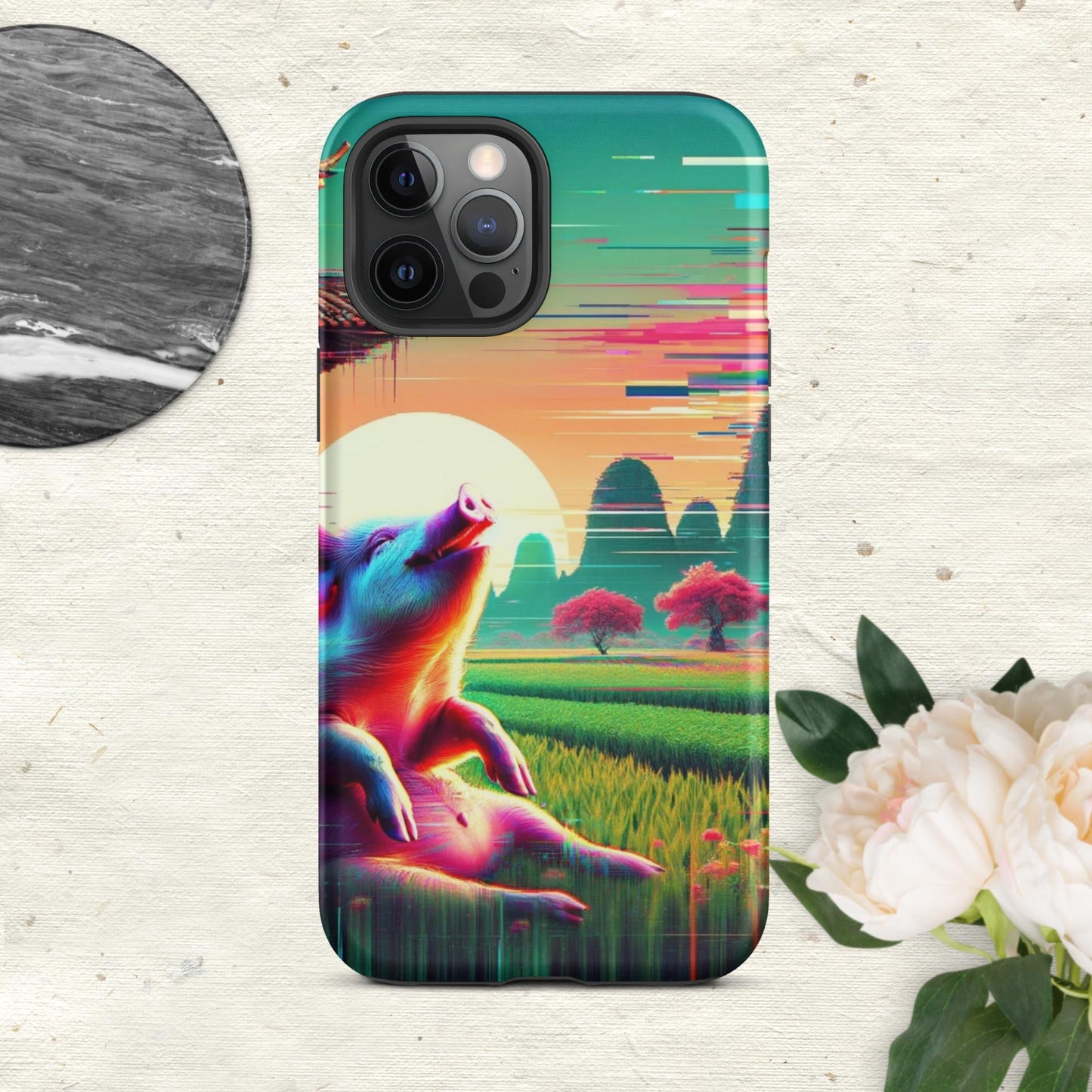The Hologram Hook Up Matte / iPhone 12 Pro Max Pig Glitch Tough Case for iPhone®