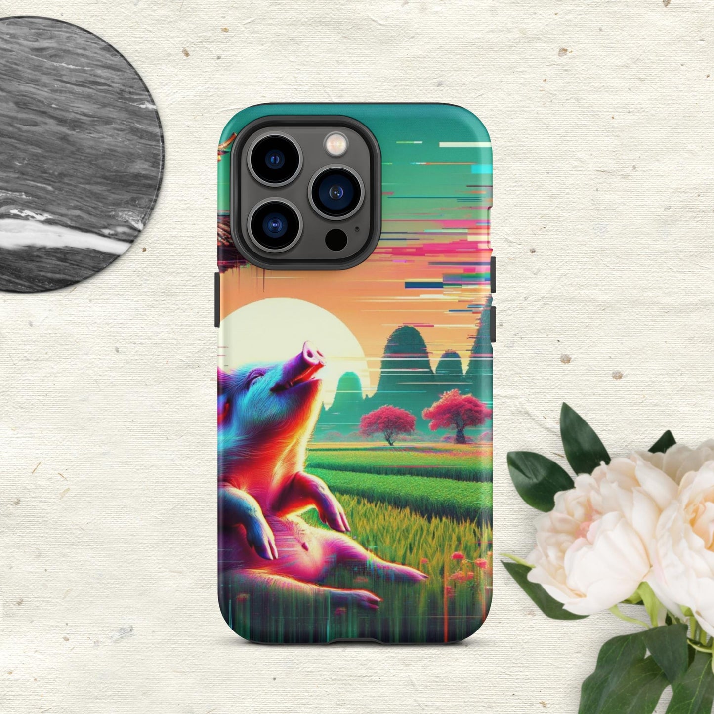The Hologram Hook Up Matte / iPhone 13 Pro Pig Glitch Tough Case for iPhone®