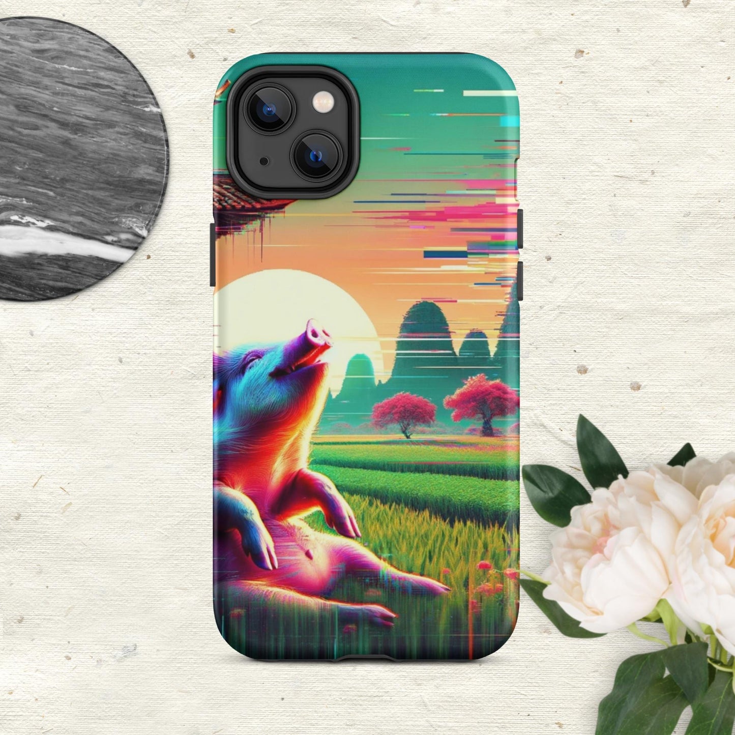 The Hologram Hook Up Matte / iPhone 14 Plus Pig Glitch Tough Case for iPhone®