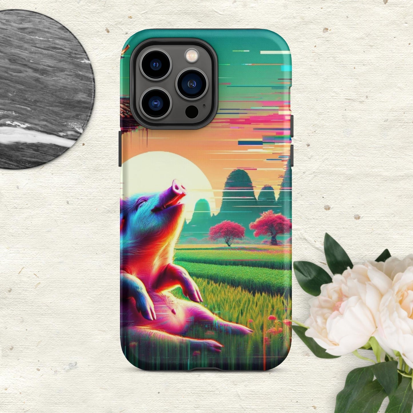 The Hologram Hook Up Matte / iPhone 14 Pro Max Pig Glitch Tough Case for iPhone®