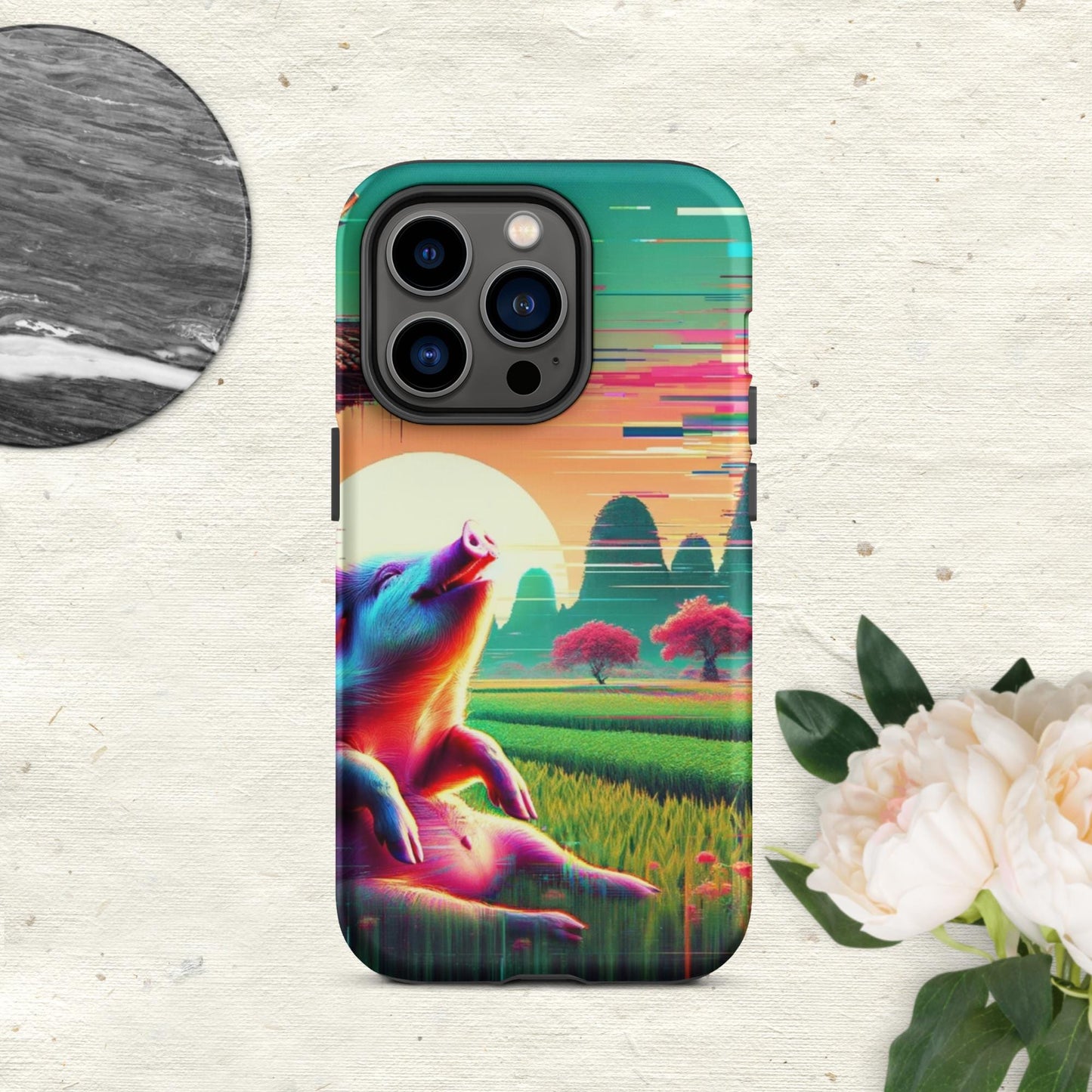 The Hologram Hook Up Matte / iPhone 14 Pro Pig Glitch Tough Case for iPhone®