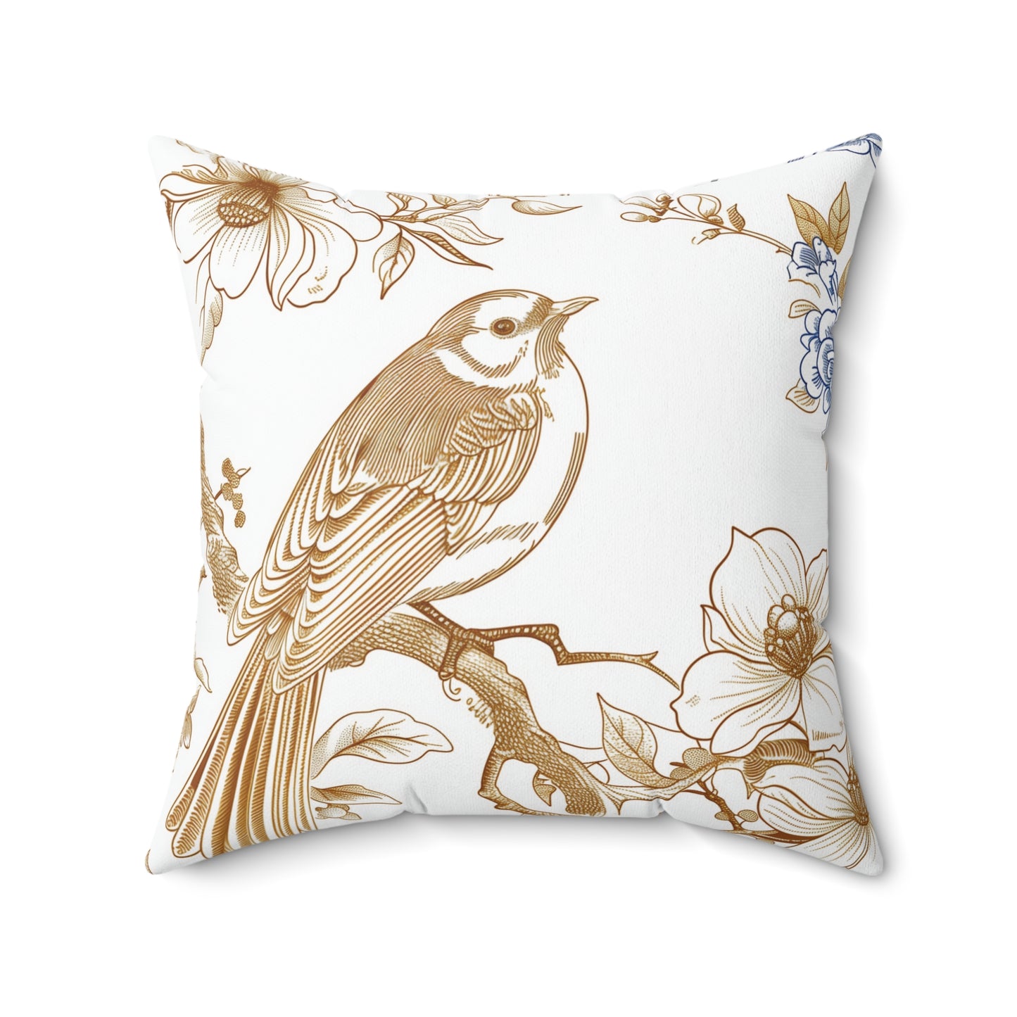 Goldie's White Gold & Blue Square Pillow