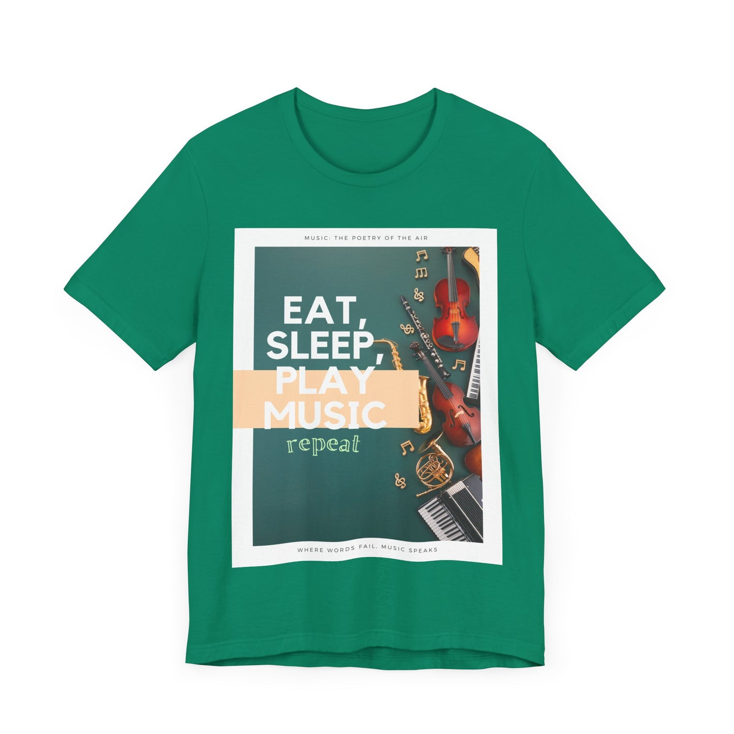 Eat, Sleep, Play Music, Repeat Unisex Jersey Short Sleeve Tee