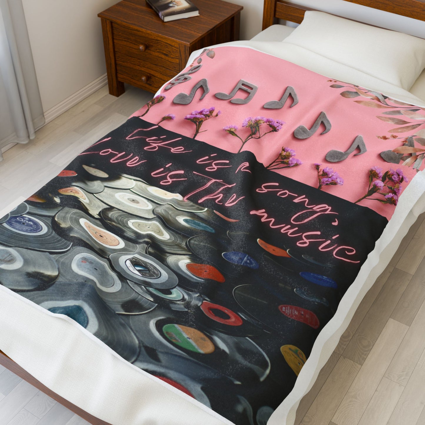 Life Is A Song, Love Is The Music Velveteen Plush Blanket