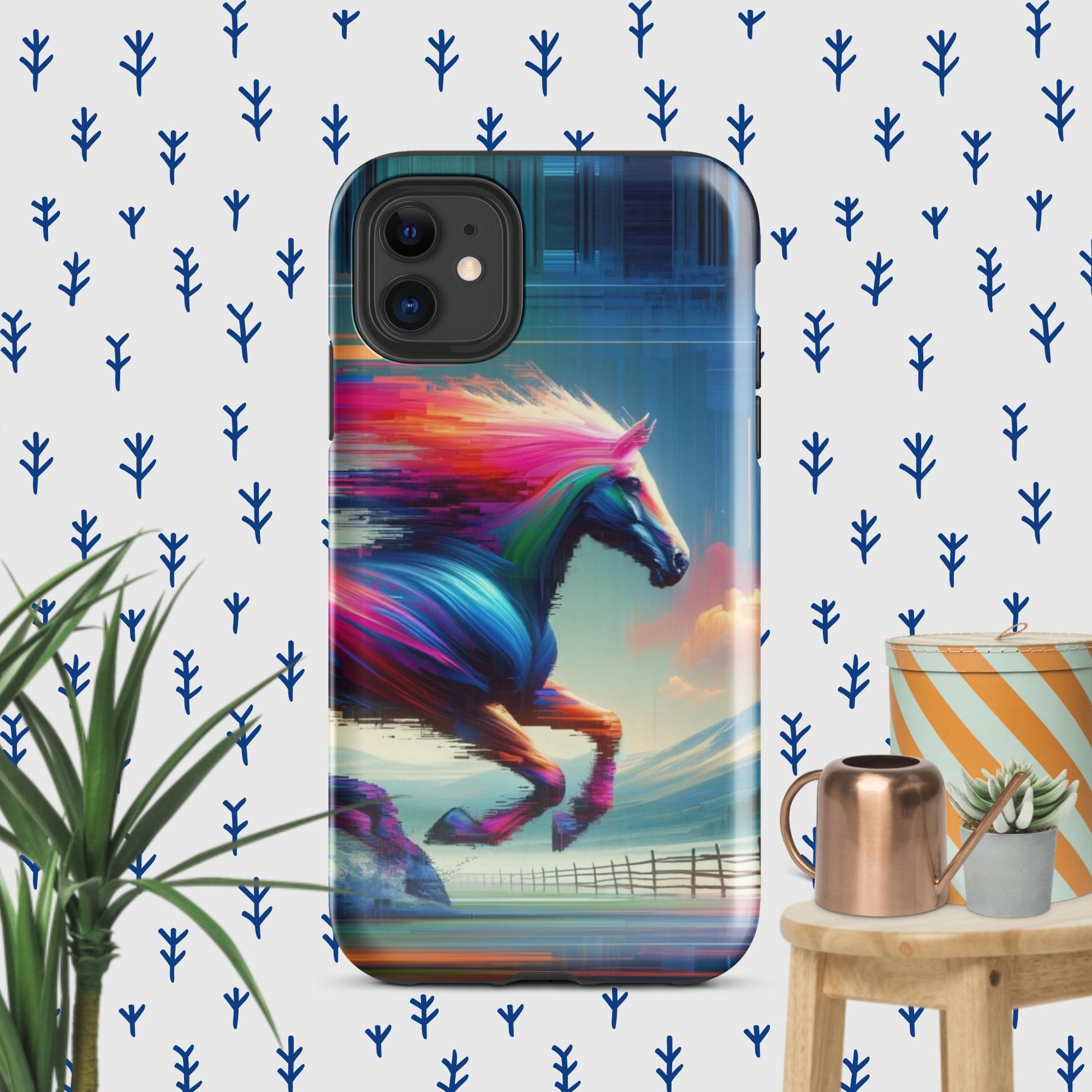 The Hologram Hook Up Glossy / iPhone 11 Horse Glitch Tough Case for iPhone®