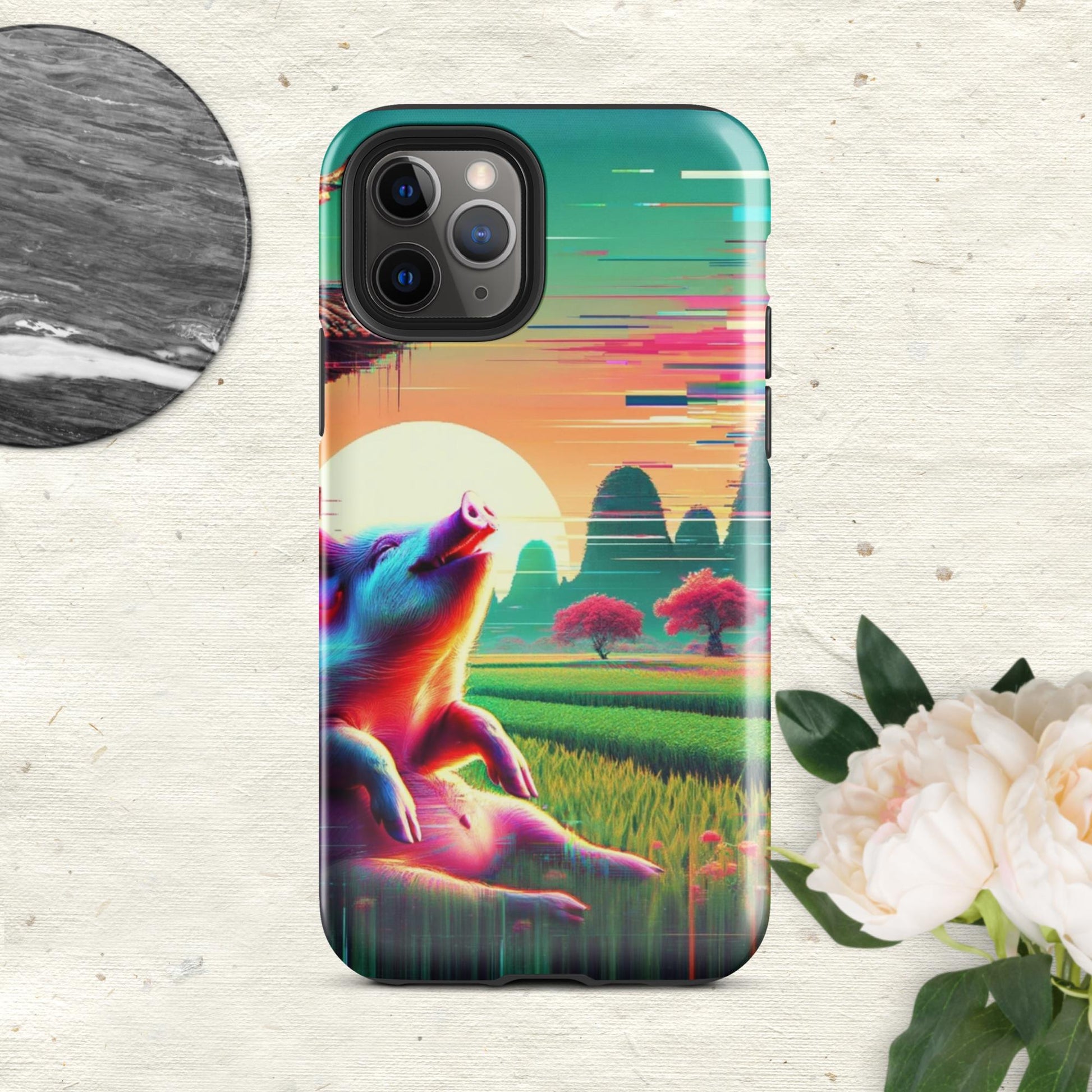 The Hologram Hook Up Glossy / iPhone 11 Pro Pig Glitch Tough Case for iPhone®