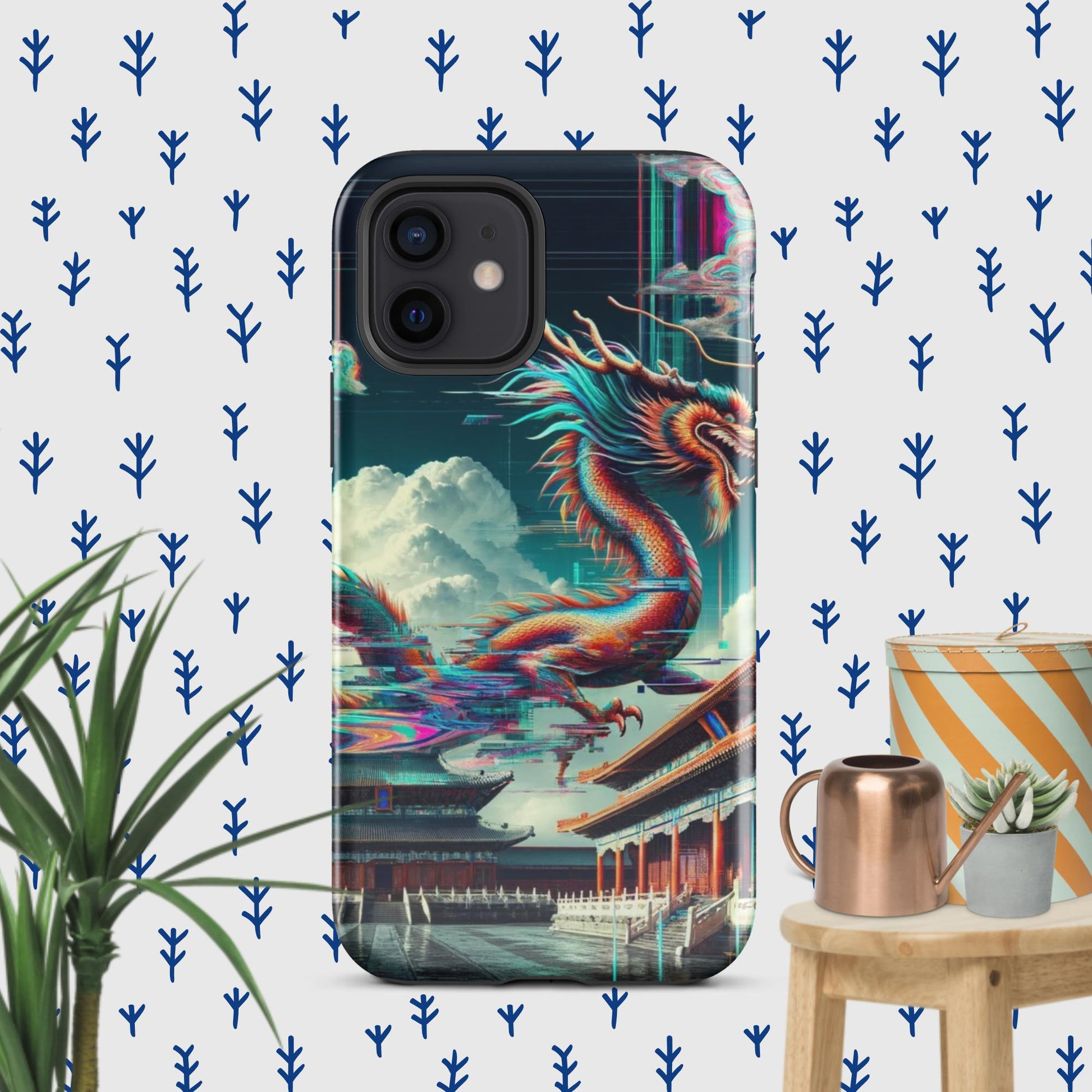 The Hologram Hook Up Glossy / iPhone 12 Dragon Glitch Tough Case for iPhone®