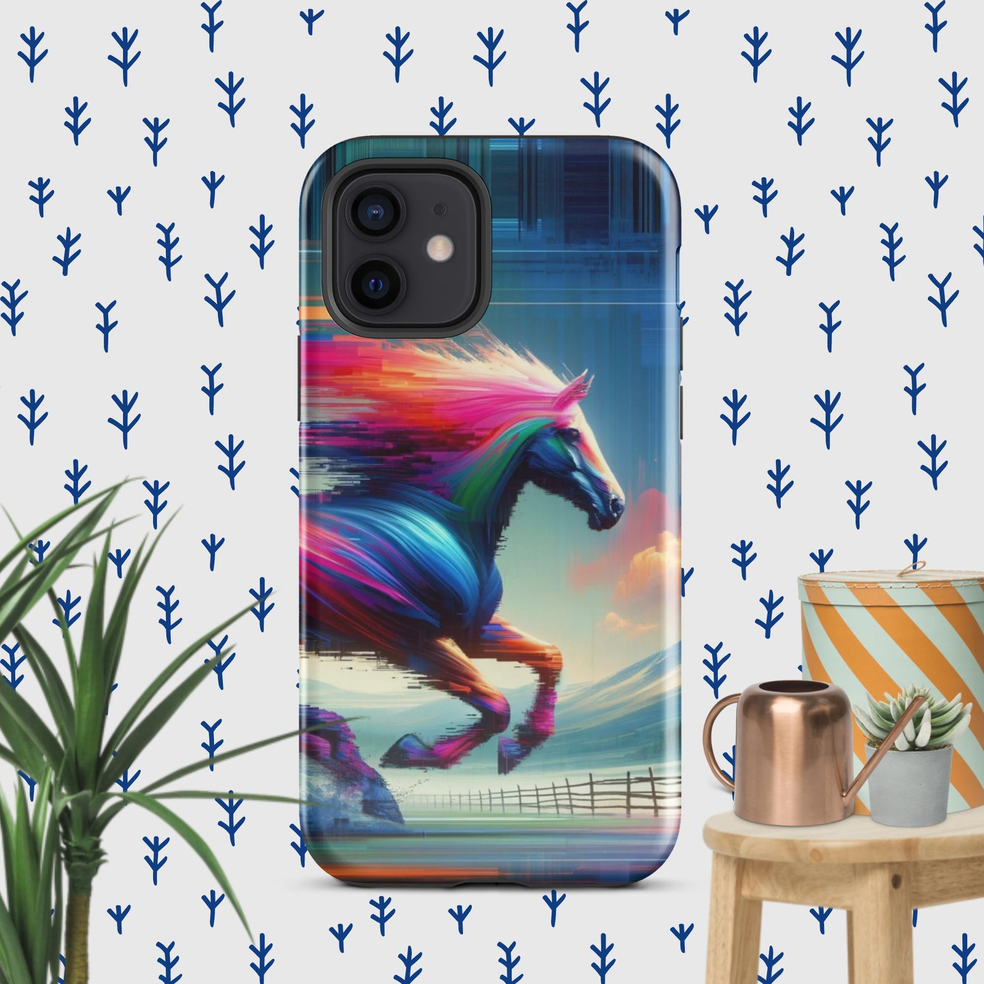 The Hologram Hook Up Glossy / iPhone 12 Horse Glitch Tough Case for iPhone®