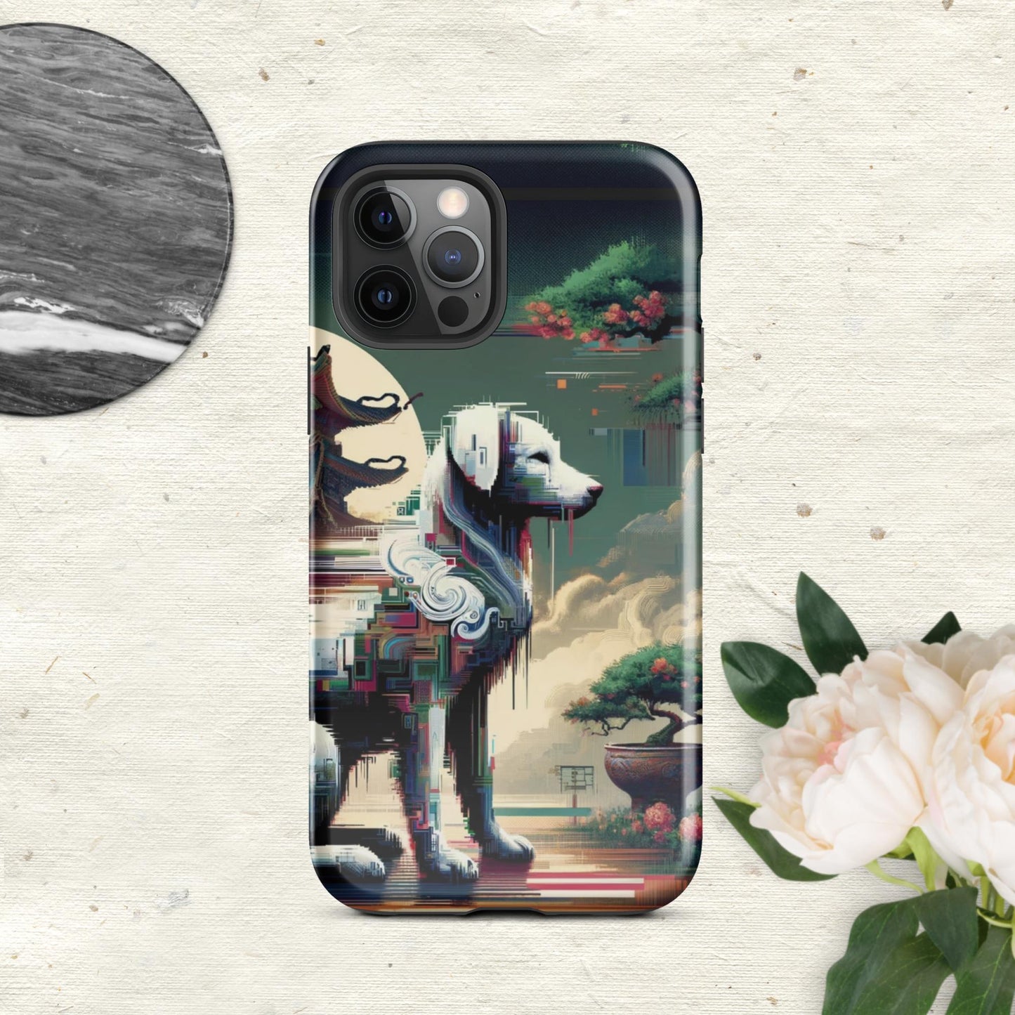 The Hologram Hook Up Glossy / iPhone 12 Pro Dog Glitch Tough Case for iPhone®