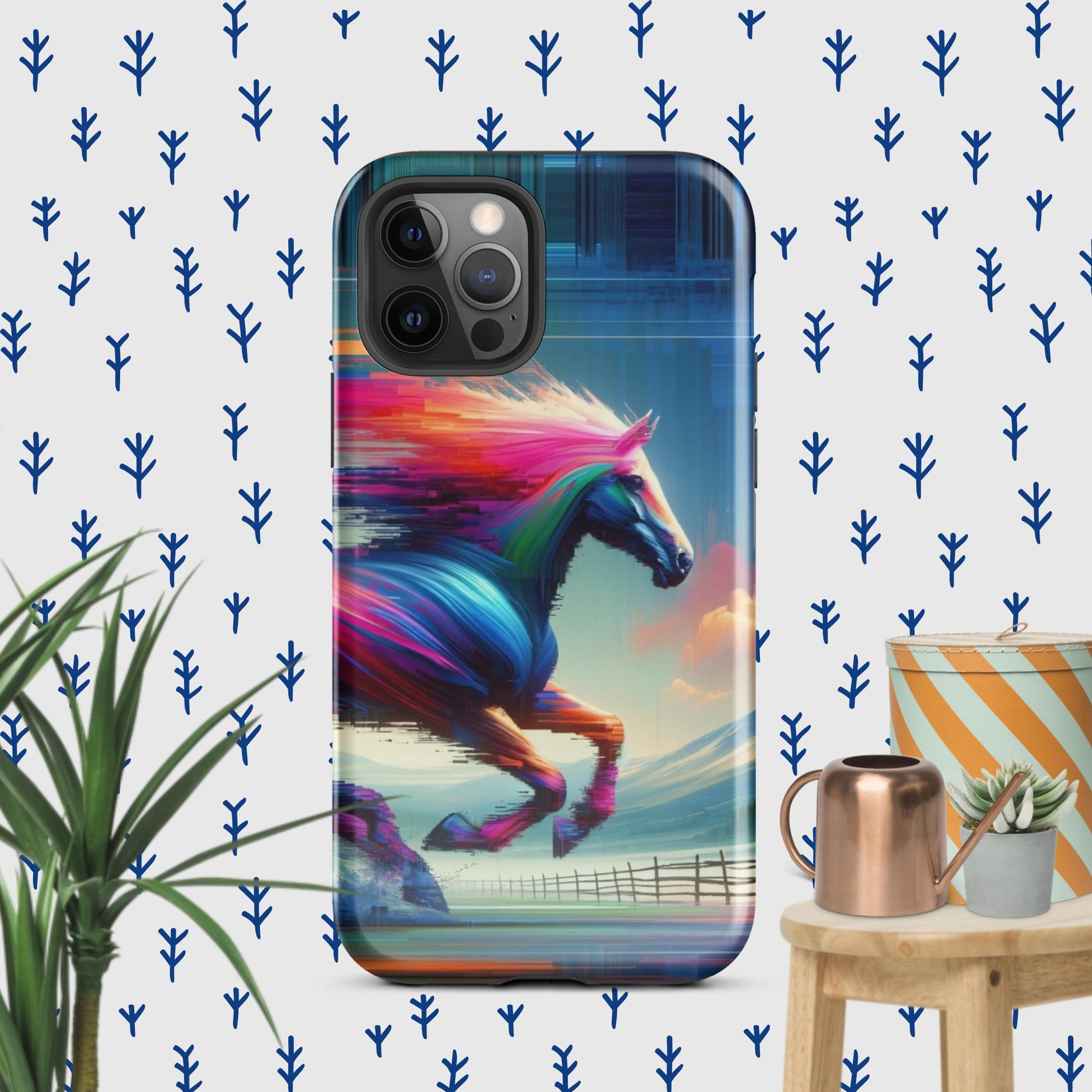 The Hologram Hook Up Glossy / iPhone 12 Pro Horse Glitch Tough Case for iPhone®