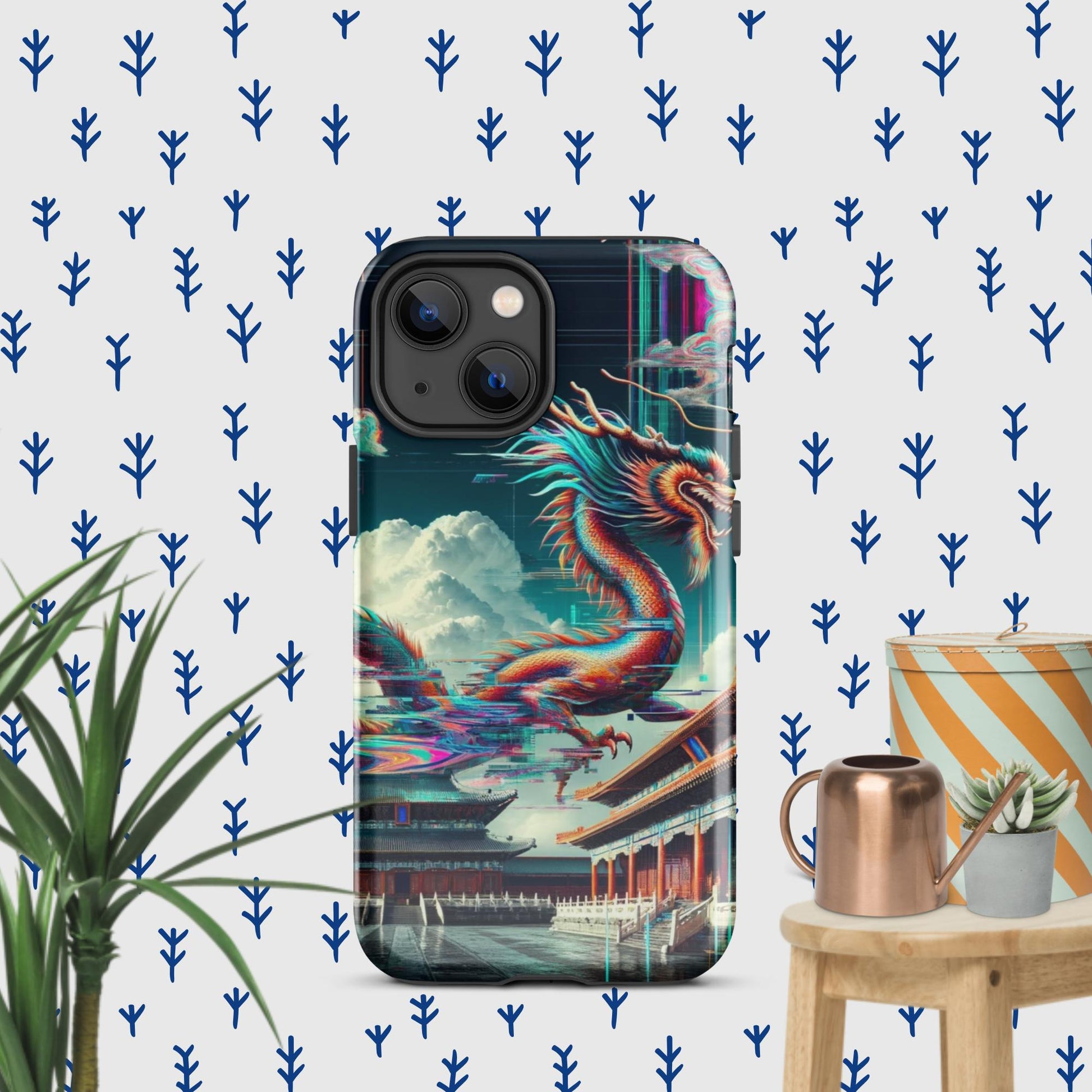 The Hologram Hook Up Glossy / iPhone 13 mini Dragon Glitch Tough Case for iPhone®