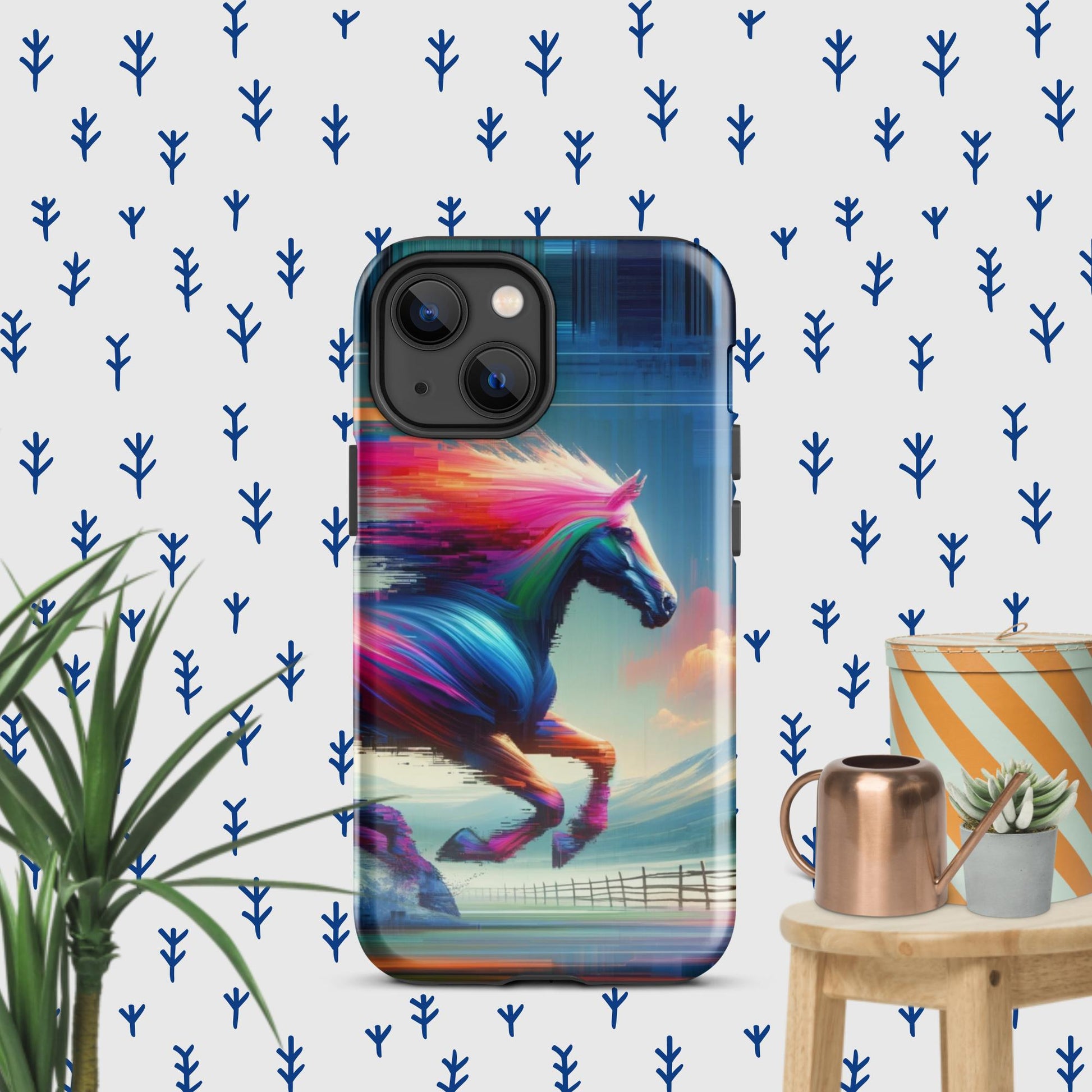The Hologram Hook Up Glossy / iPhone 13 mini Horse Glitch Tough Case for iPhone®