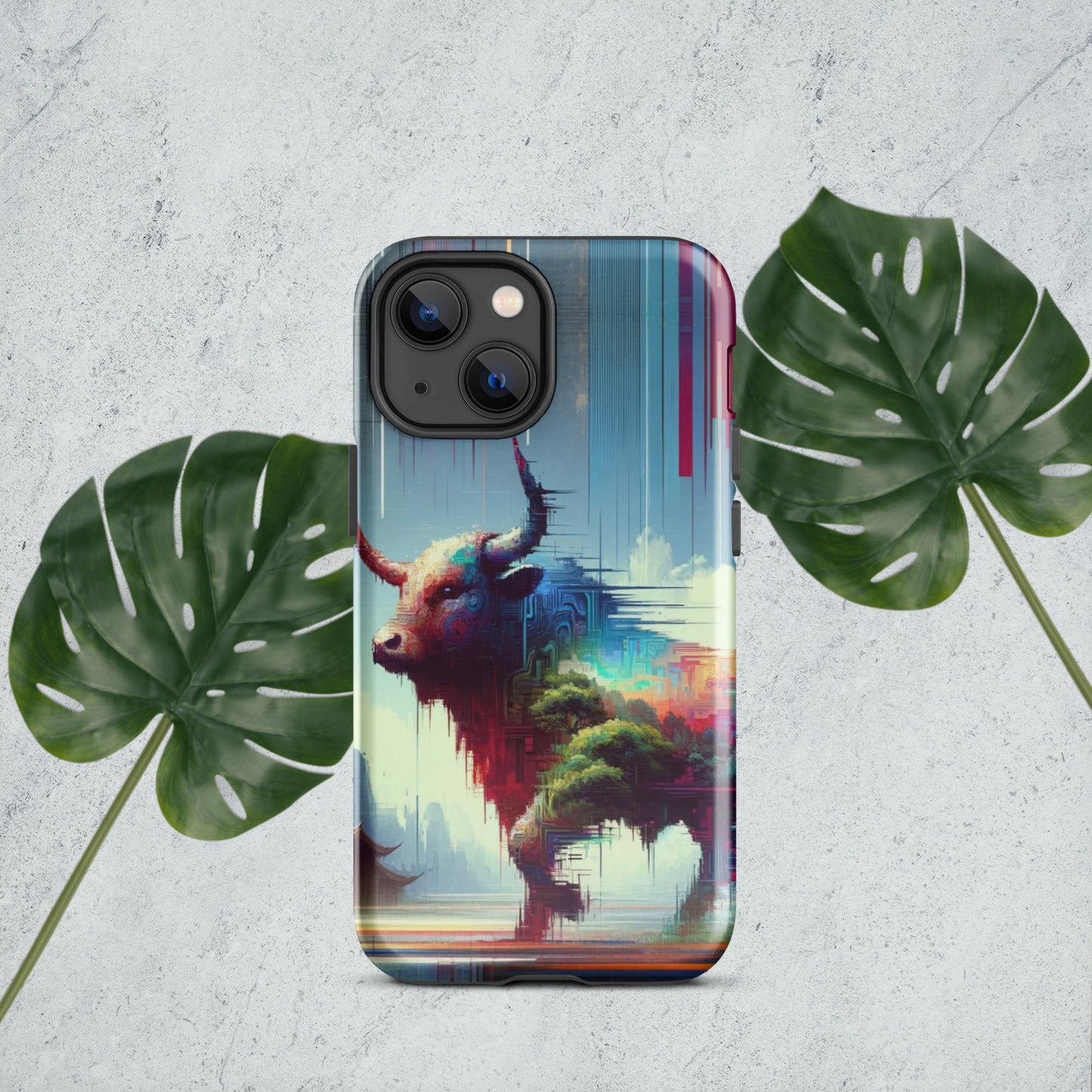 The Hologram Hook Up Glossy / iPhone 13 mini Ox Glitch Tough Case for iPhone®