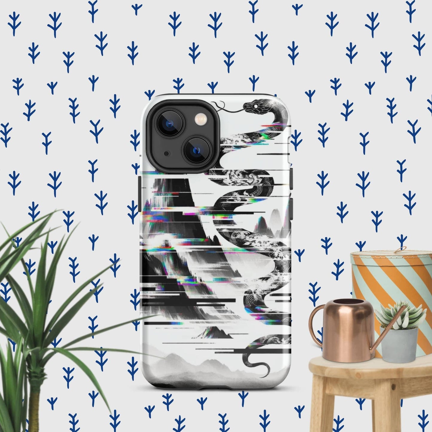 The Hologram Hook Up Glossy / iPhone 13 mini Snake Glitch Tough Case for iPhone®
