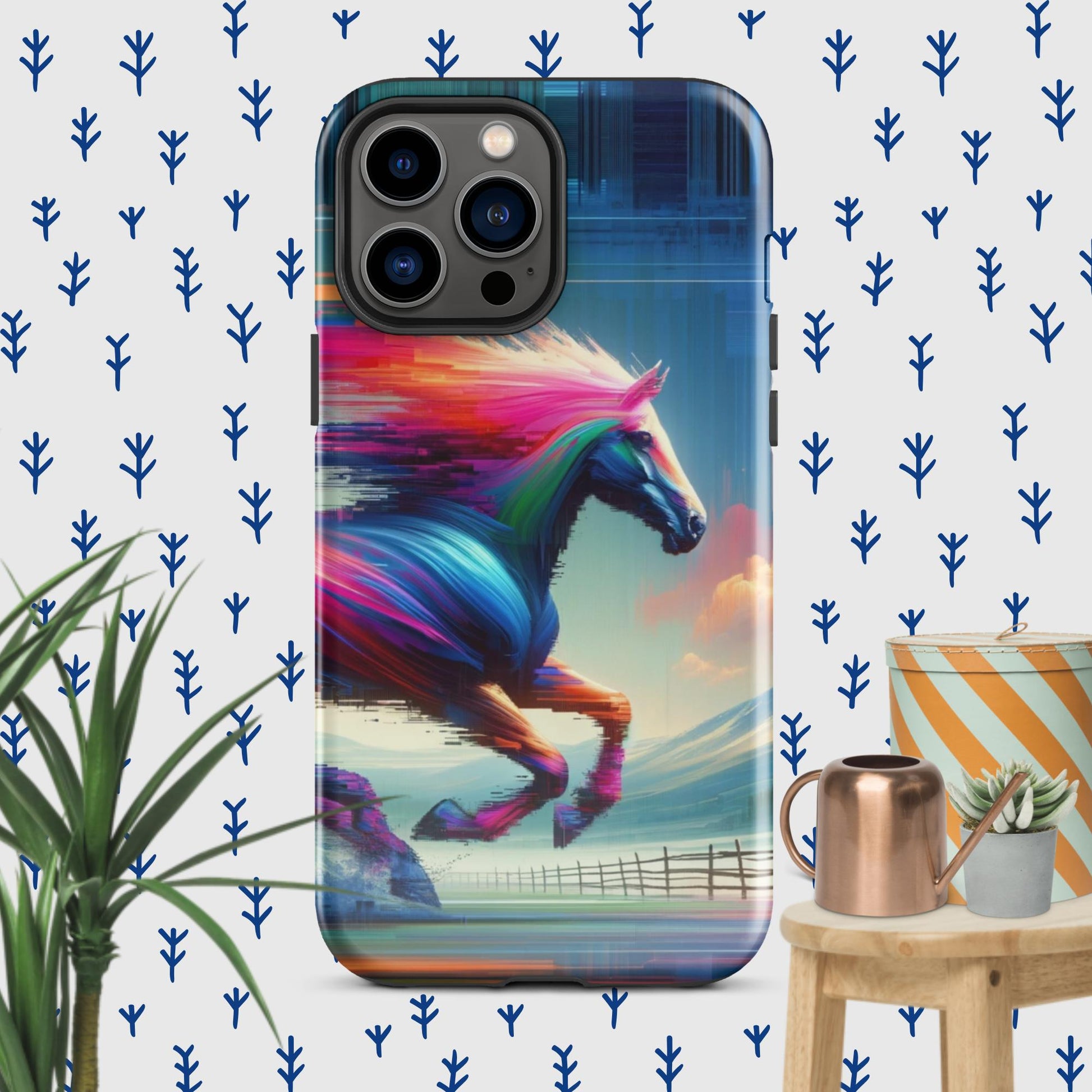 The Hologram Hook Up Glossy / iPhone 13 Pro Max Horse Glitch Tough Case for iPhone®